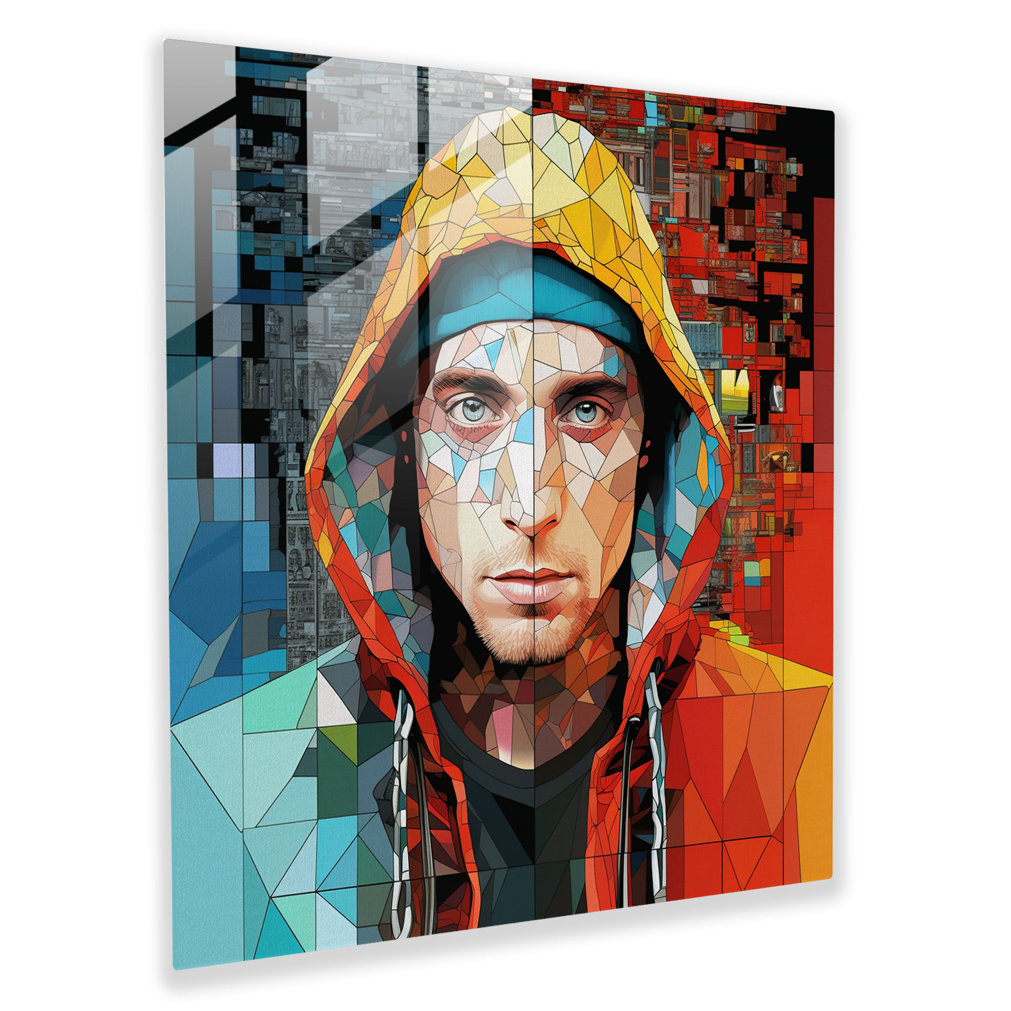 Eminem Collage Glasbild - Künstlerisches Eminem Glasbild