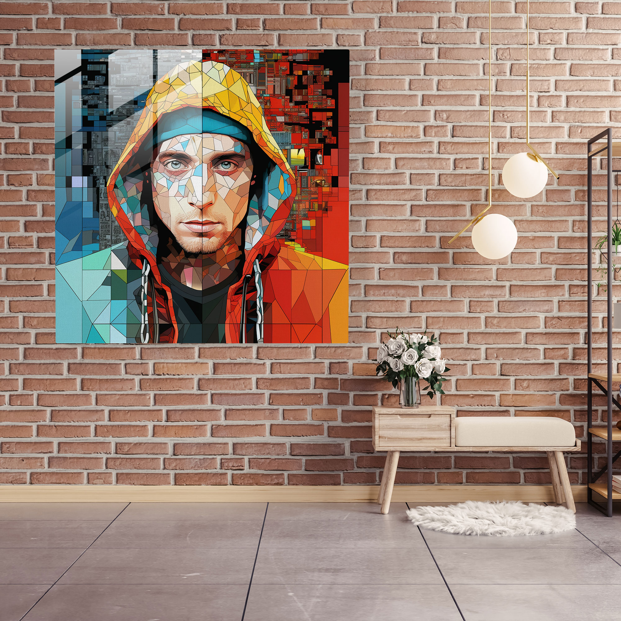 Eminem Collage Glasbild - Künstlerisches Eminem Glasbild