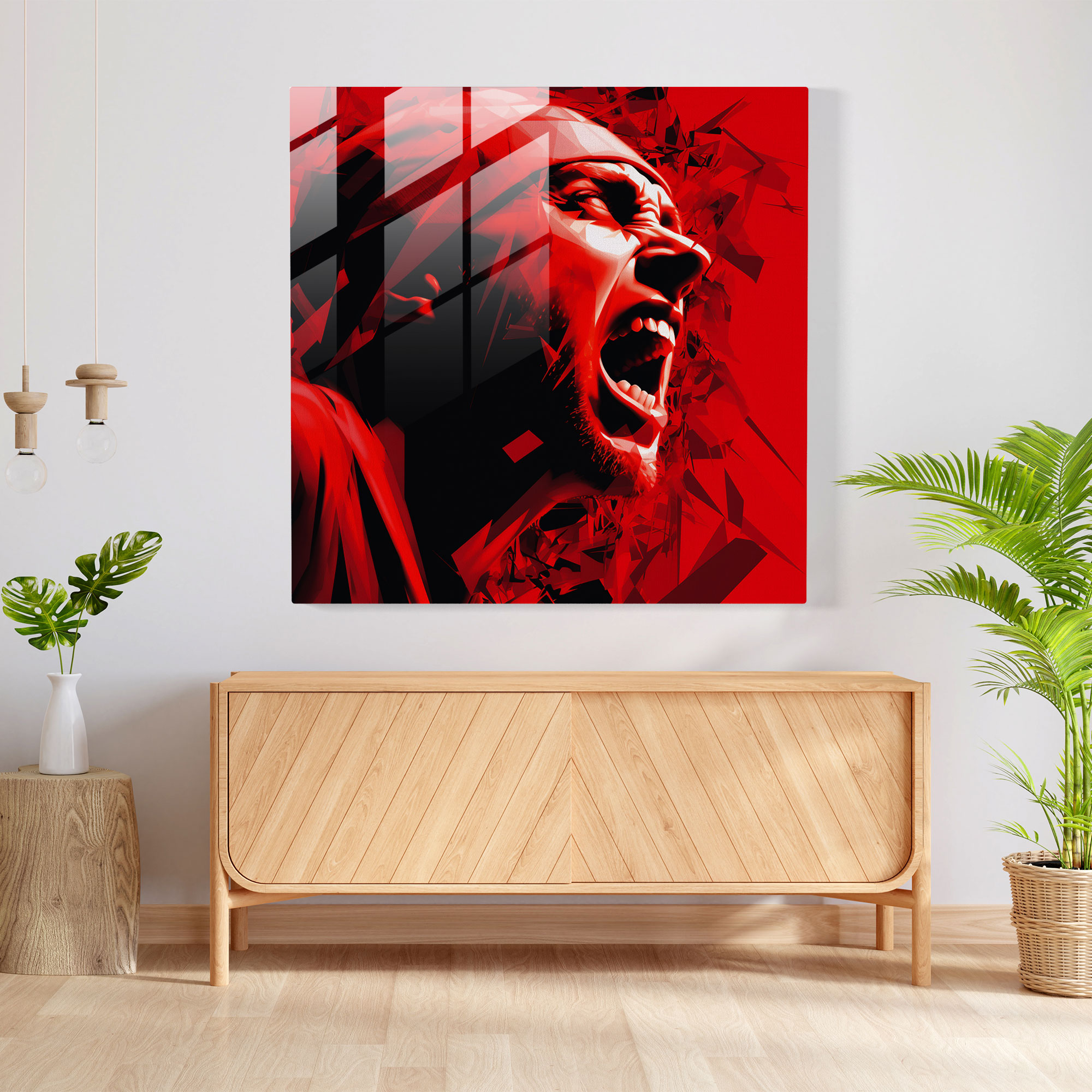 Eminem Glasbild - Eminem Ausdrucksstark Intensive Emotionen Moderne Kunst