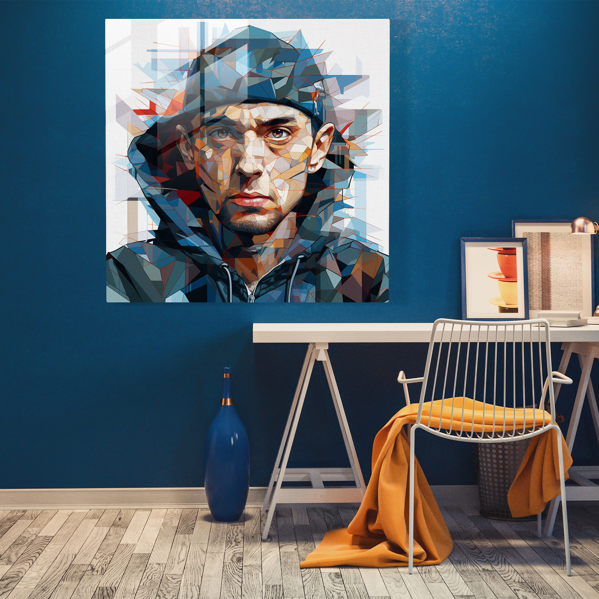 Eminem Glasbild - Eminem Bühnenpräsenz Glas Kunst Dynamik