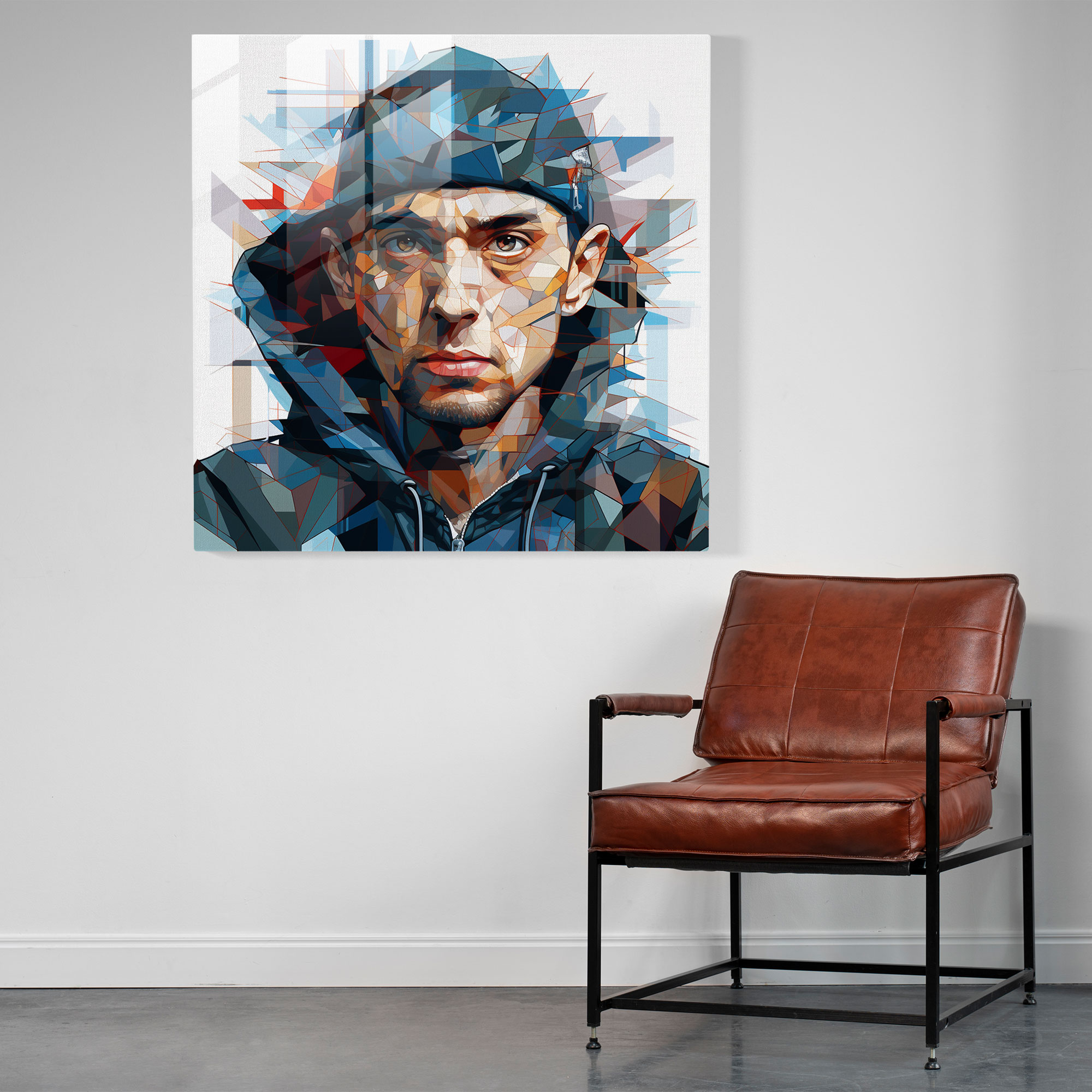 Eminem Glasbild - Eminem Bühnenpräsenz Glas Kunst Dynamik