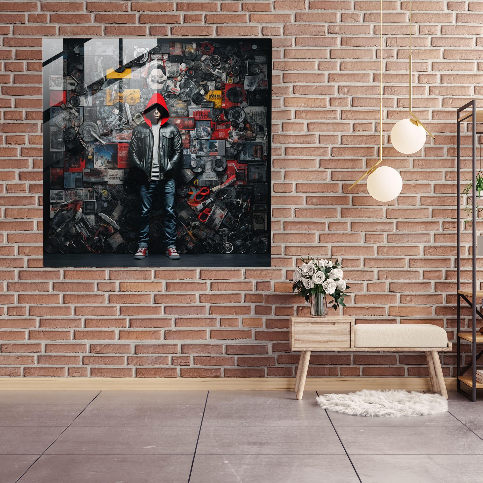 Moderne Kunst von Eminem - Leinwandbild Glasbild Collage