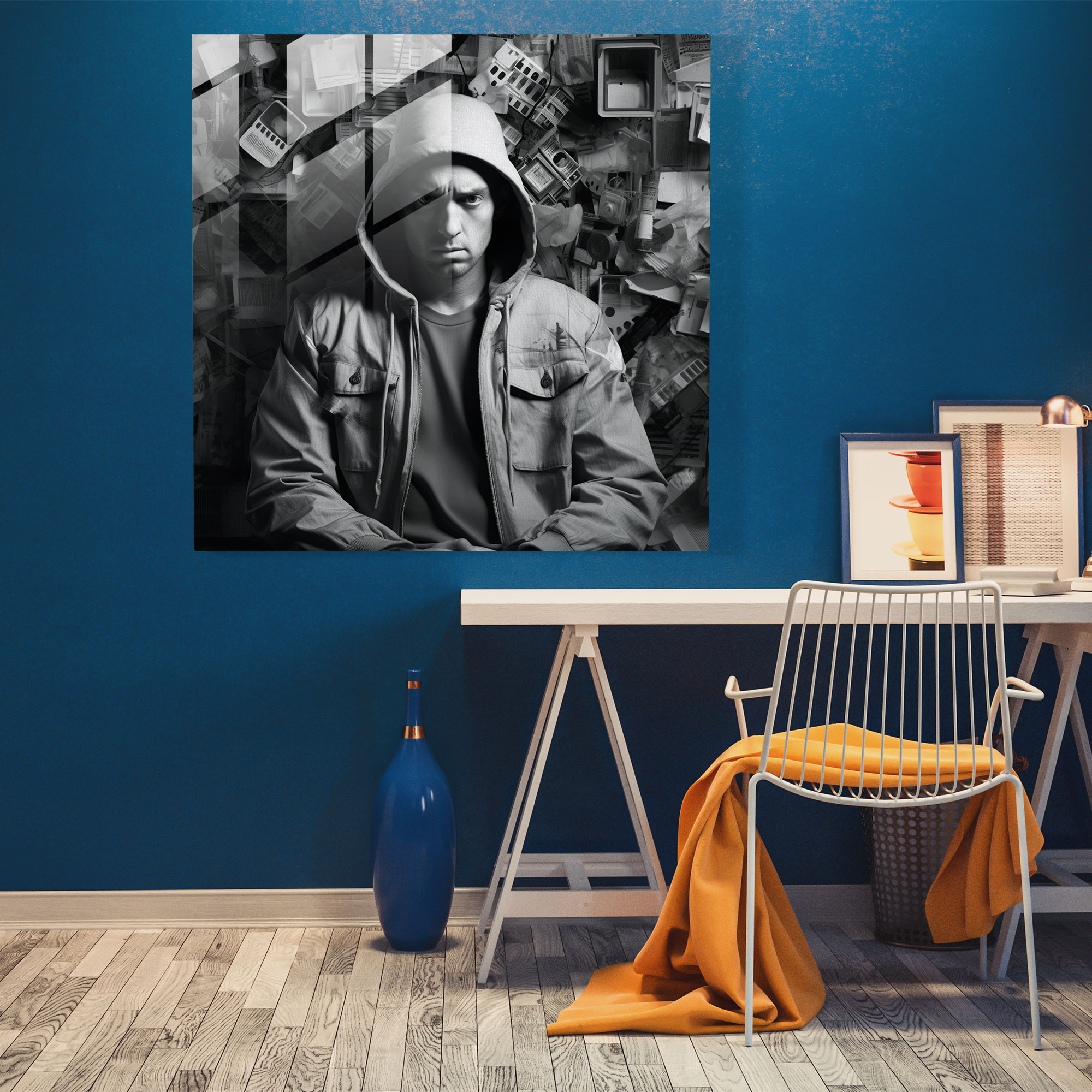 Eminem Glass Art - Eminem, Home Decoration, Photography Collage, Modern Art