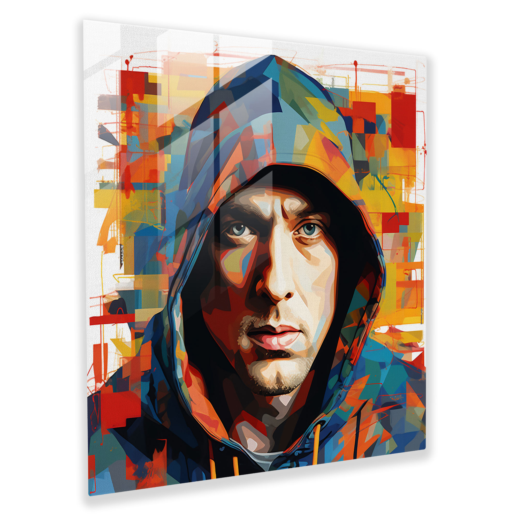 Eminem Glasbild: Abstrakte Verschmelzung von Kunst und Musik - Eminem Wohnkultur Moderne Kunst Abstrakte Muster