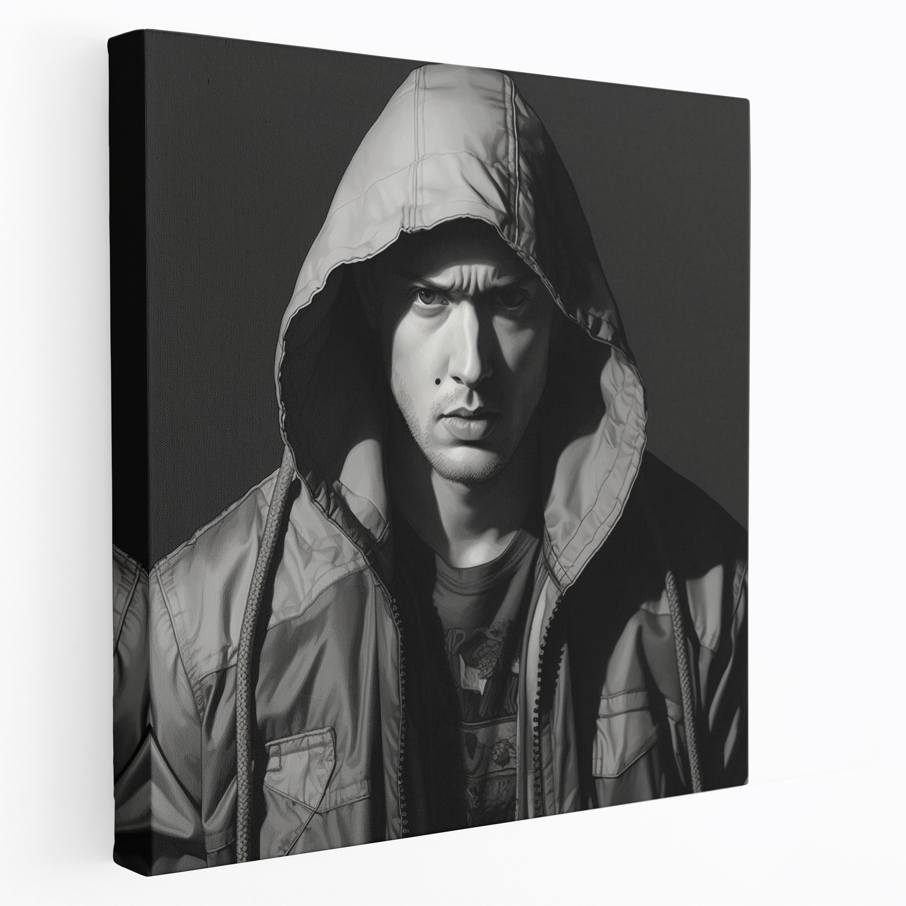 Eminem Black And White Canvas Print - Eminem, Home Decoration, Intensity, Wall Art