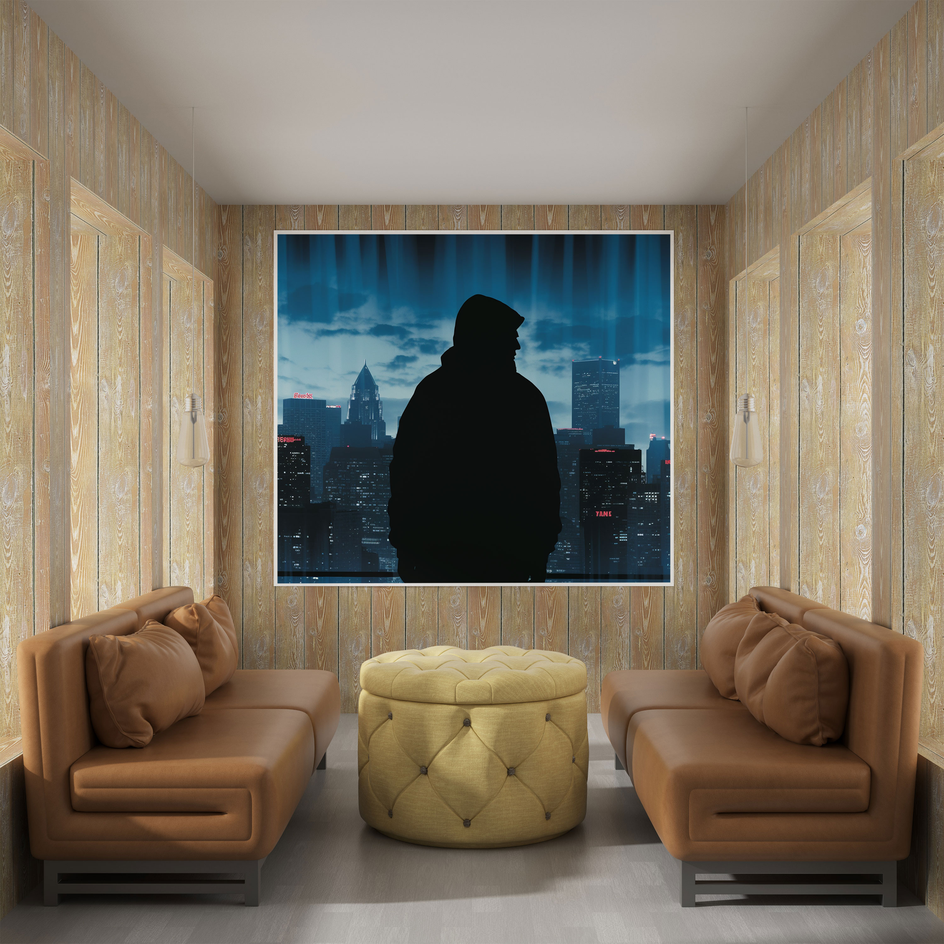 Eminem City Lights Canvas Print - Eminem, Urban Elegance, City Lights, Home Decoration