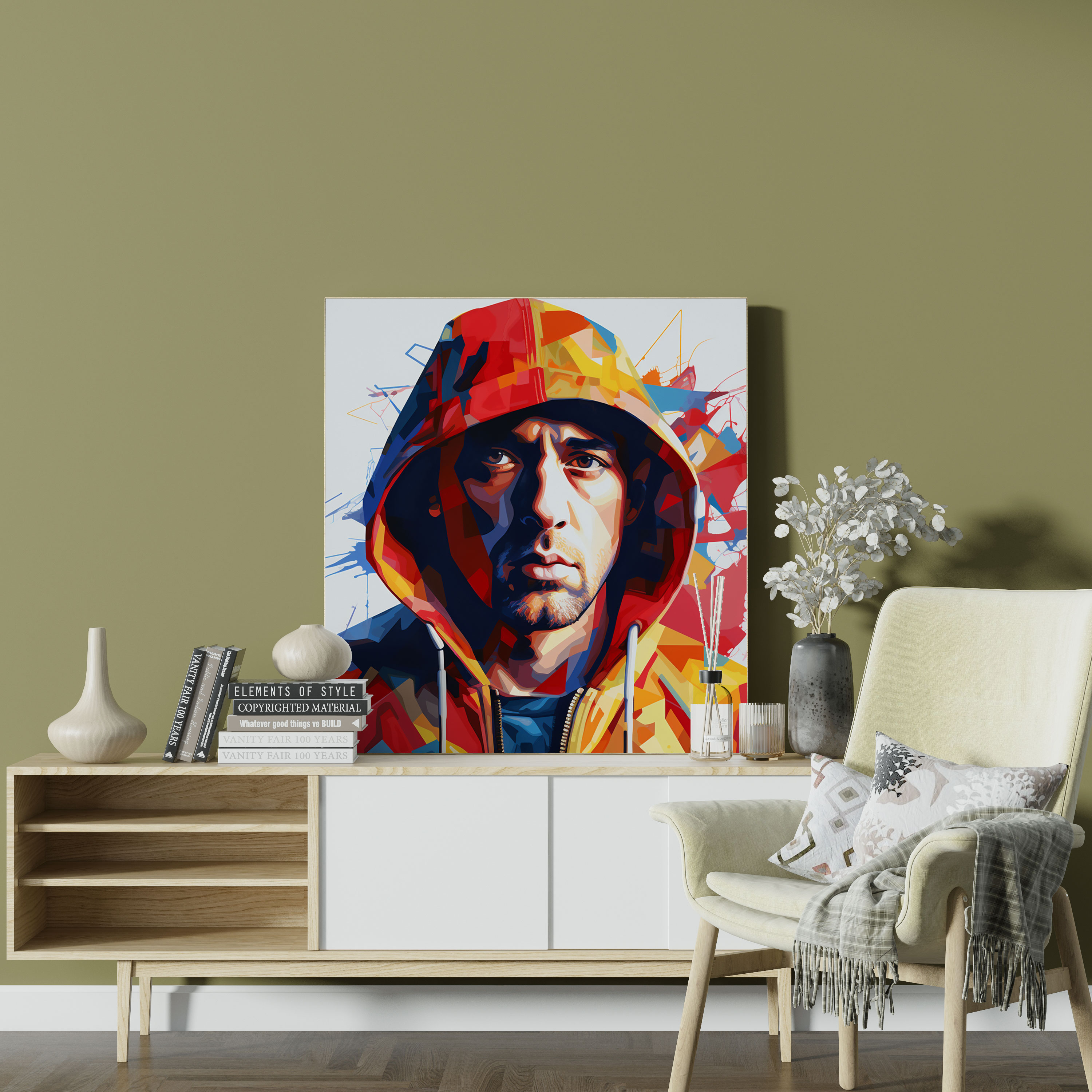 Eminem Abstract Canvas Print - Eminem, Vibrant Colors, Wall Art, Home Decoration