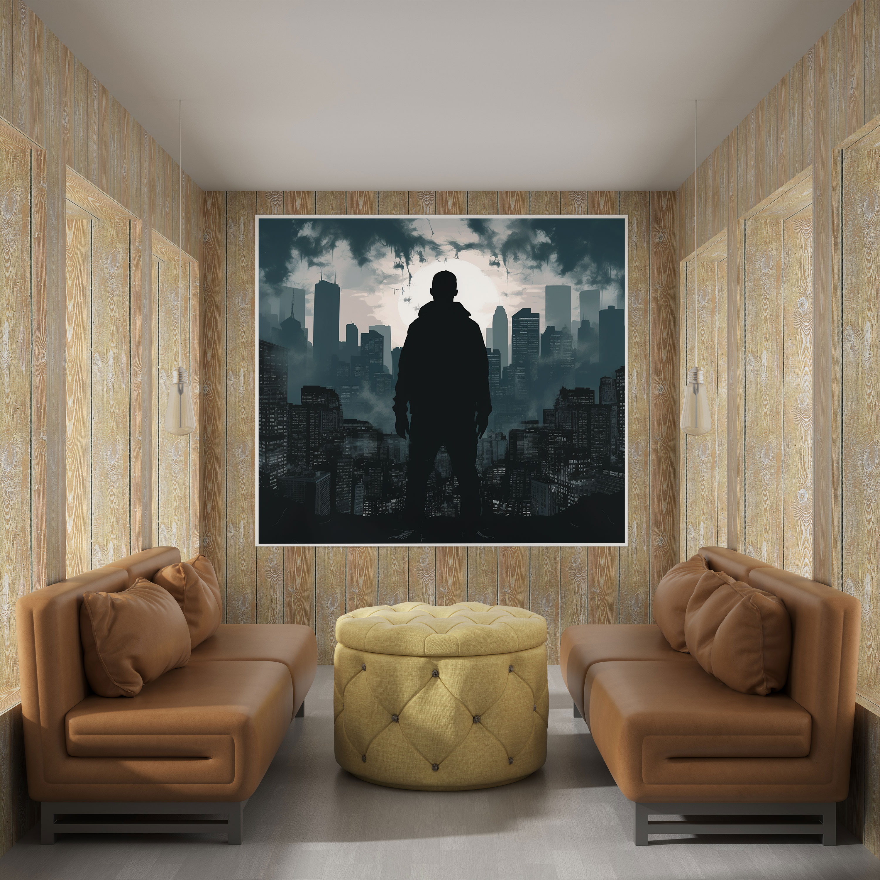 Eminem Canvas Print - Cityscape Wall Art - Eminem, Urban Style, Silhouette, Cityscape