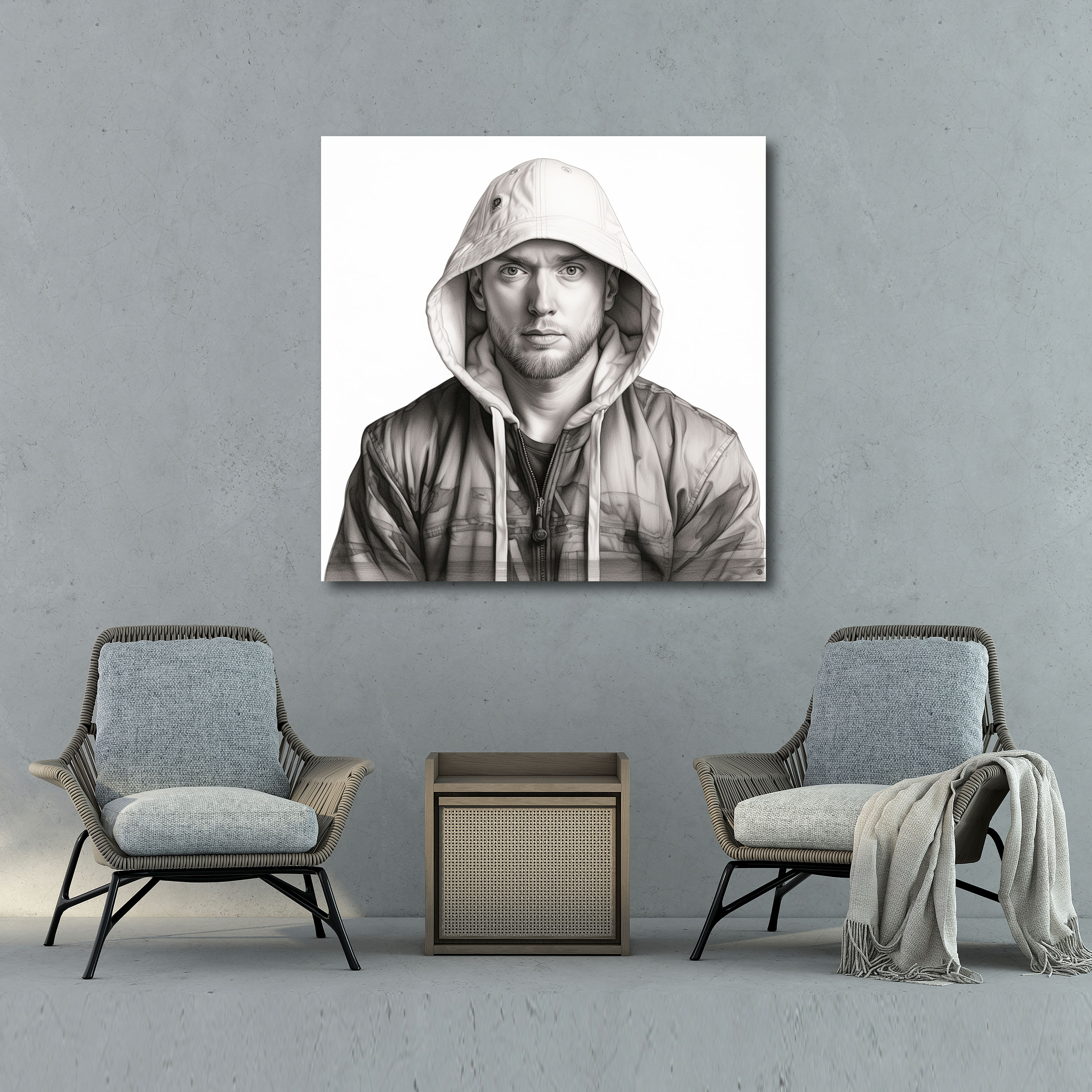 Eminem Pencil Sketch Wall Art - Eminem, Eminem, Canvas, Black And White