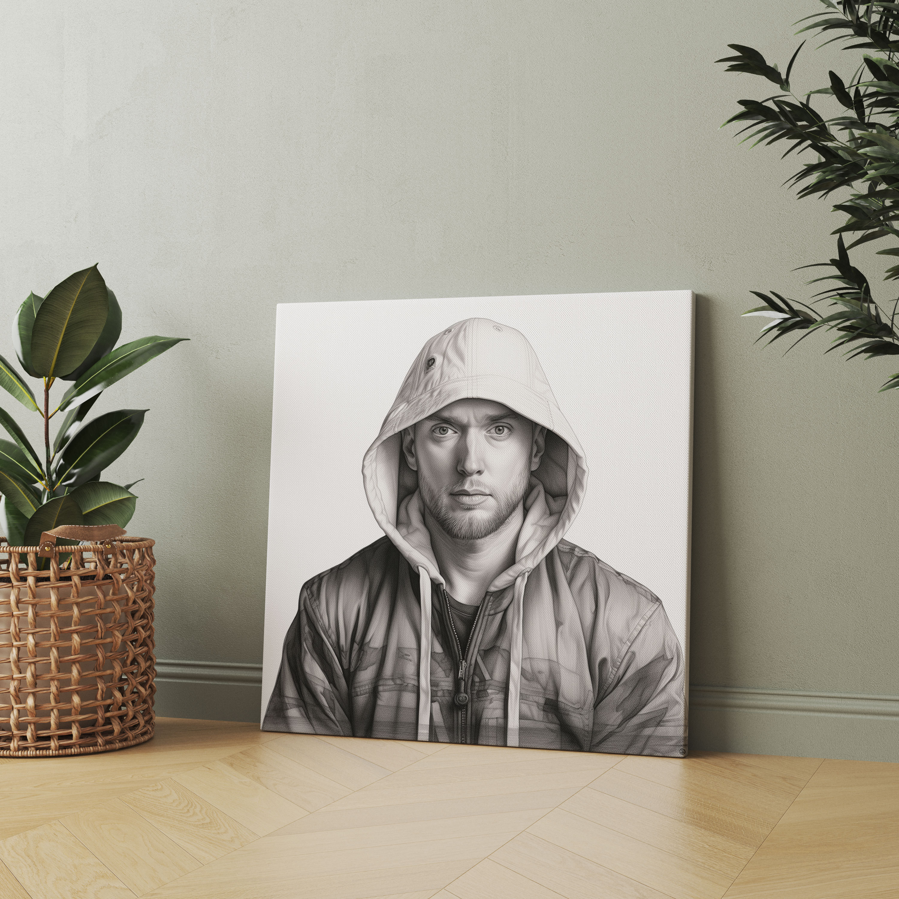 Eminem Pencil Sketch Wall Art - Eminem, Eminem, Canvas, Black And White