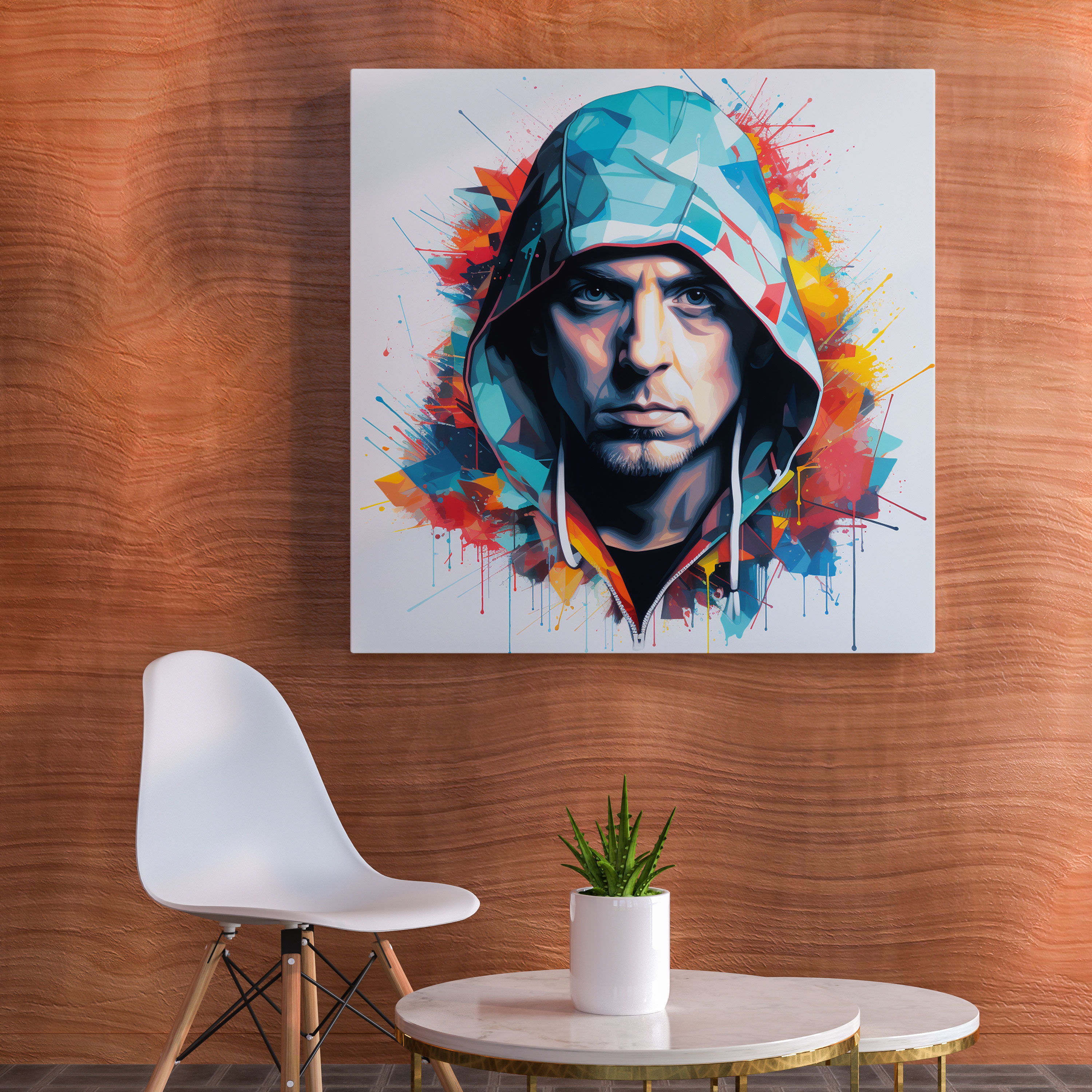 Eminem Graffiti Porträt Wandkunst - Leinwandbild aufwändige Schablonentechniken Wandkunst