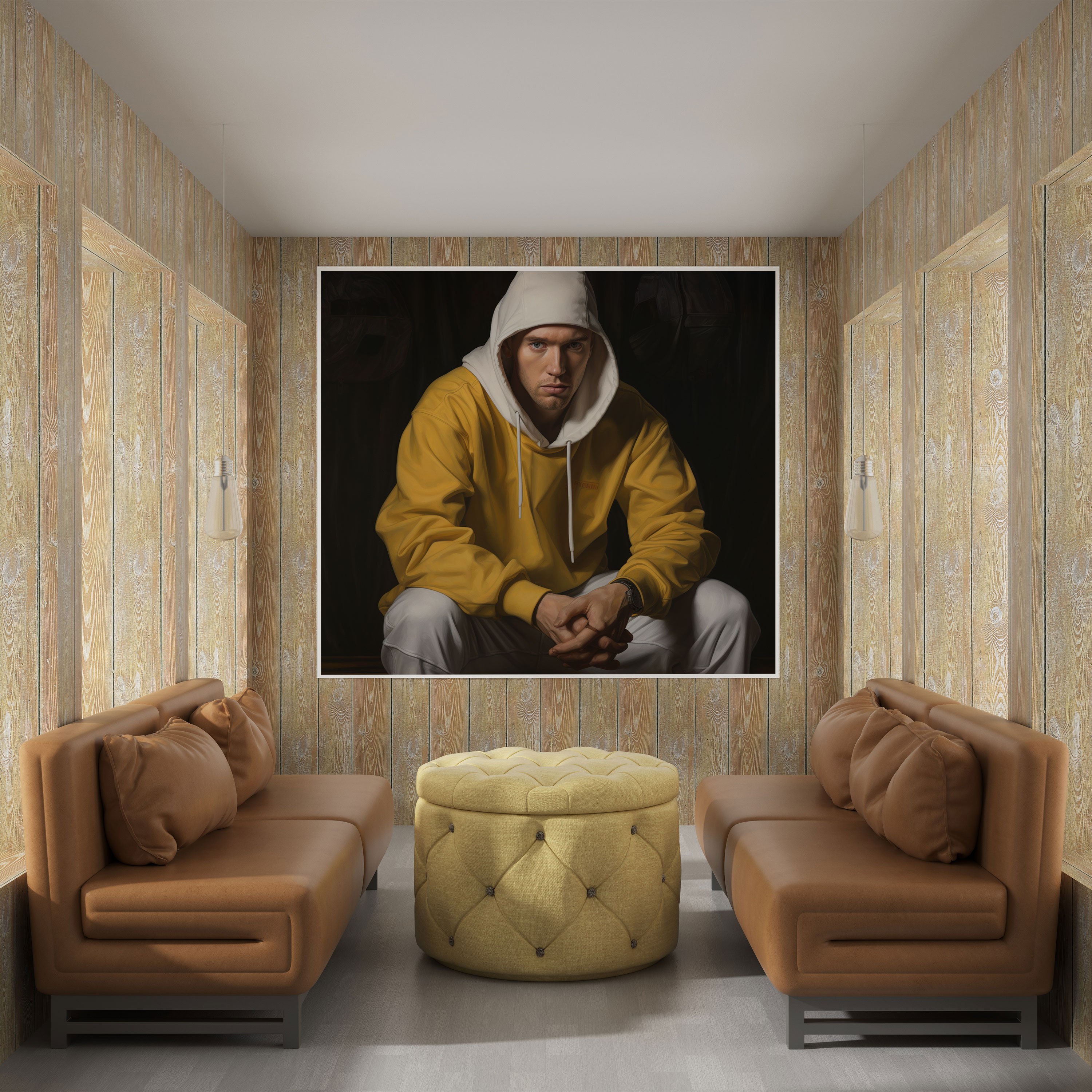 Eminem Wall Art - Eminem, Canvas, Realistic Oil Painting, Music Passion