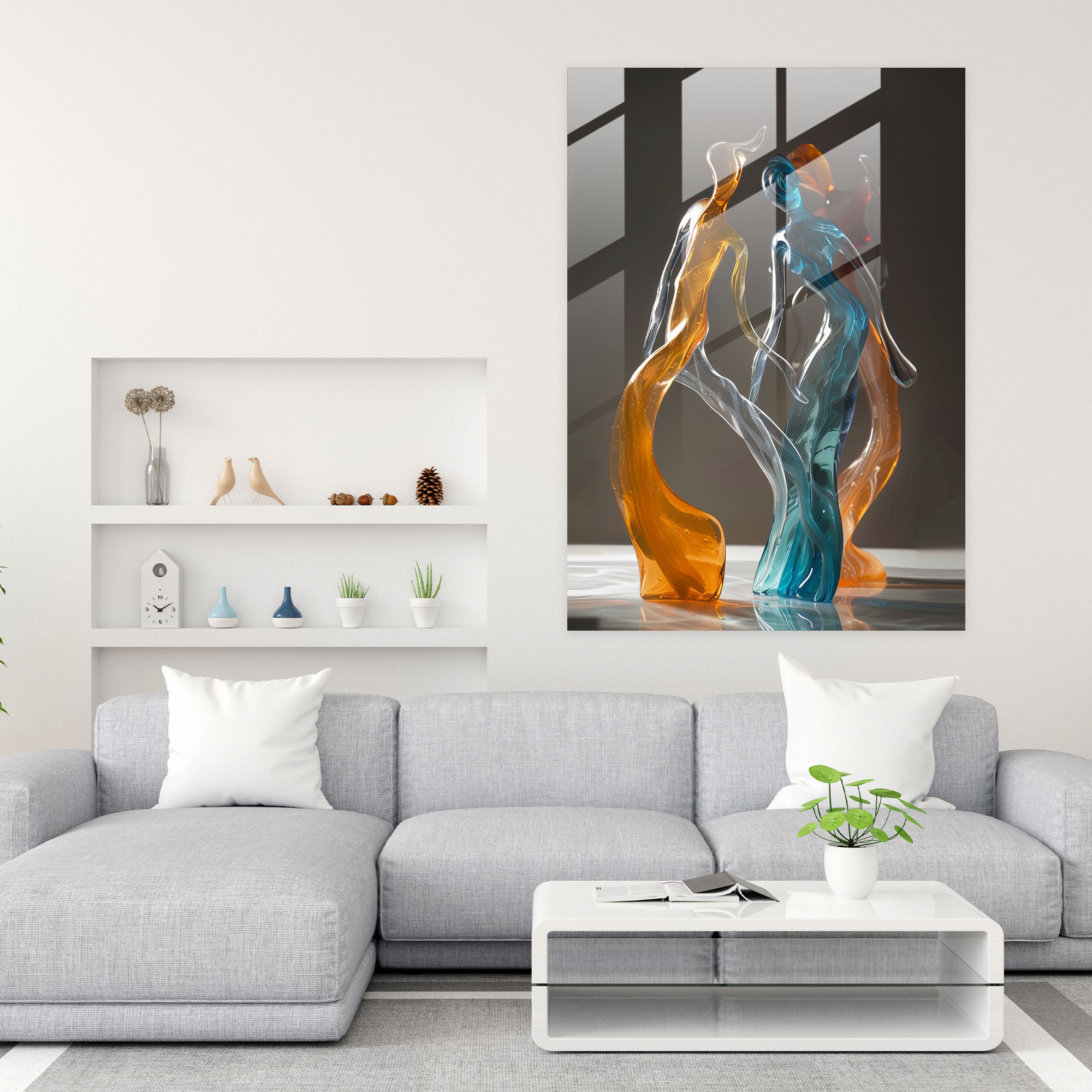 Expressionism Glass Art: Abstract Figures In Motion - Expressionism, Glass Art, Glass Print, Expressionism Art Style