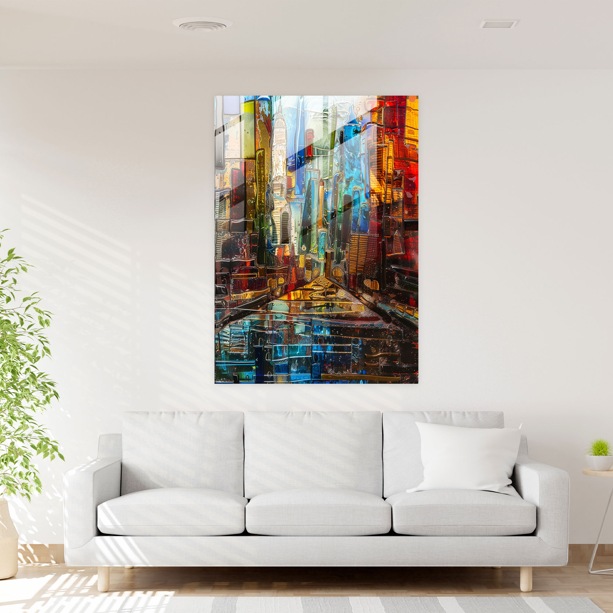 Expressionism Glass Art: Distorted Cityscape - Expressionism, Expressionism Art Style, Modern Art, Glass Art