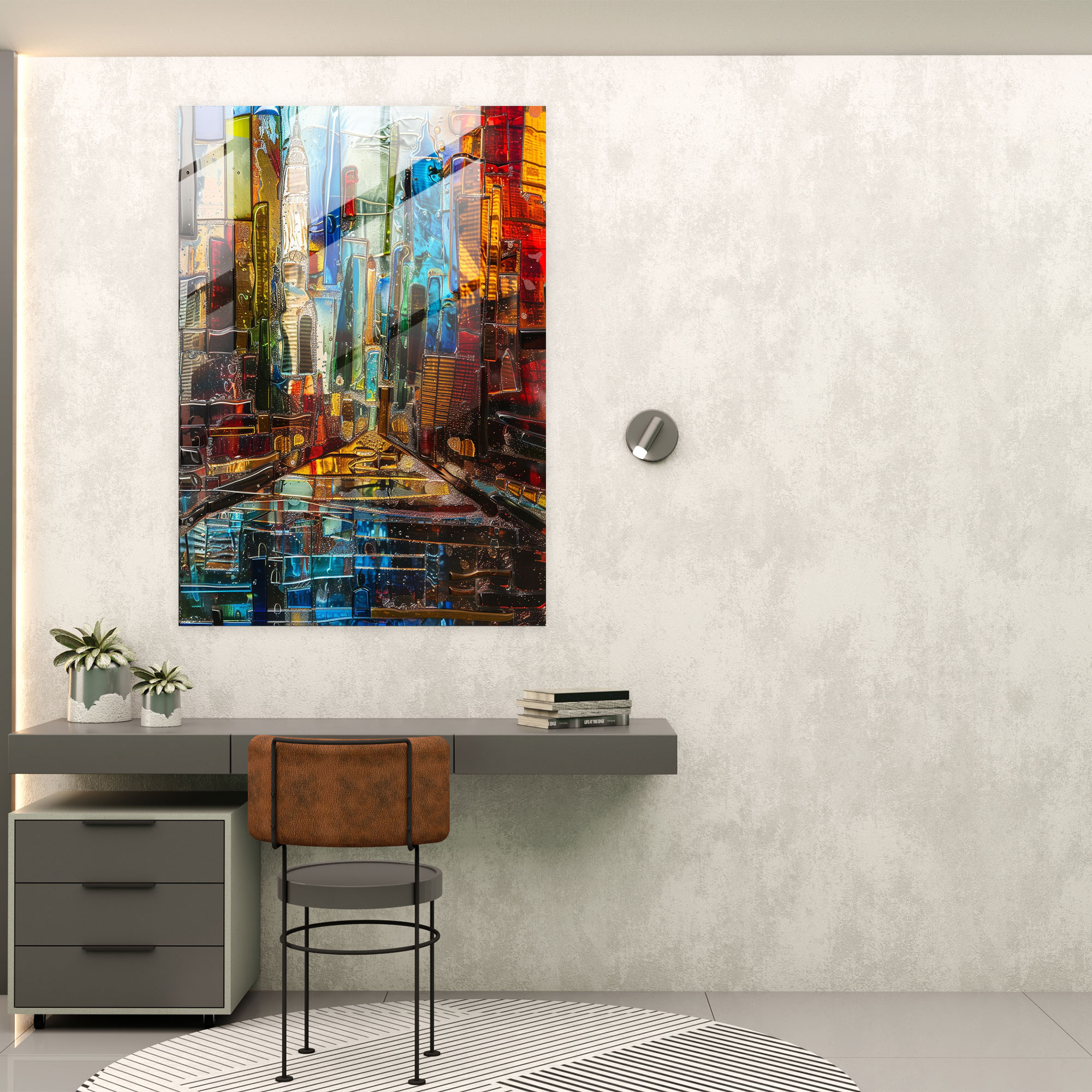 Expressionism Glass Art: Distorted Cityscape - Expressionism, Expressionism Art Style, Modern Art, Glass Art