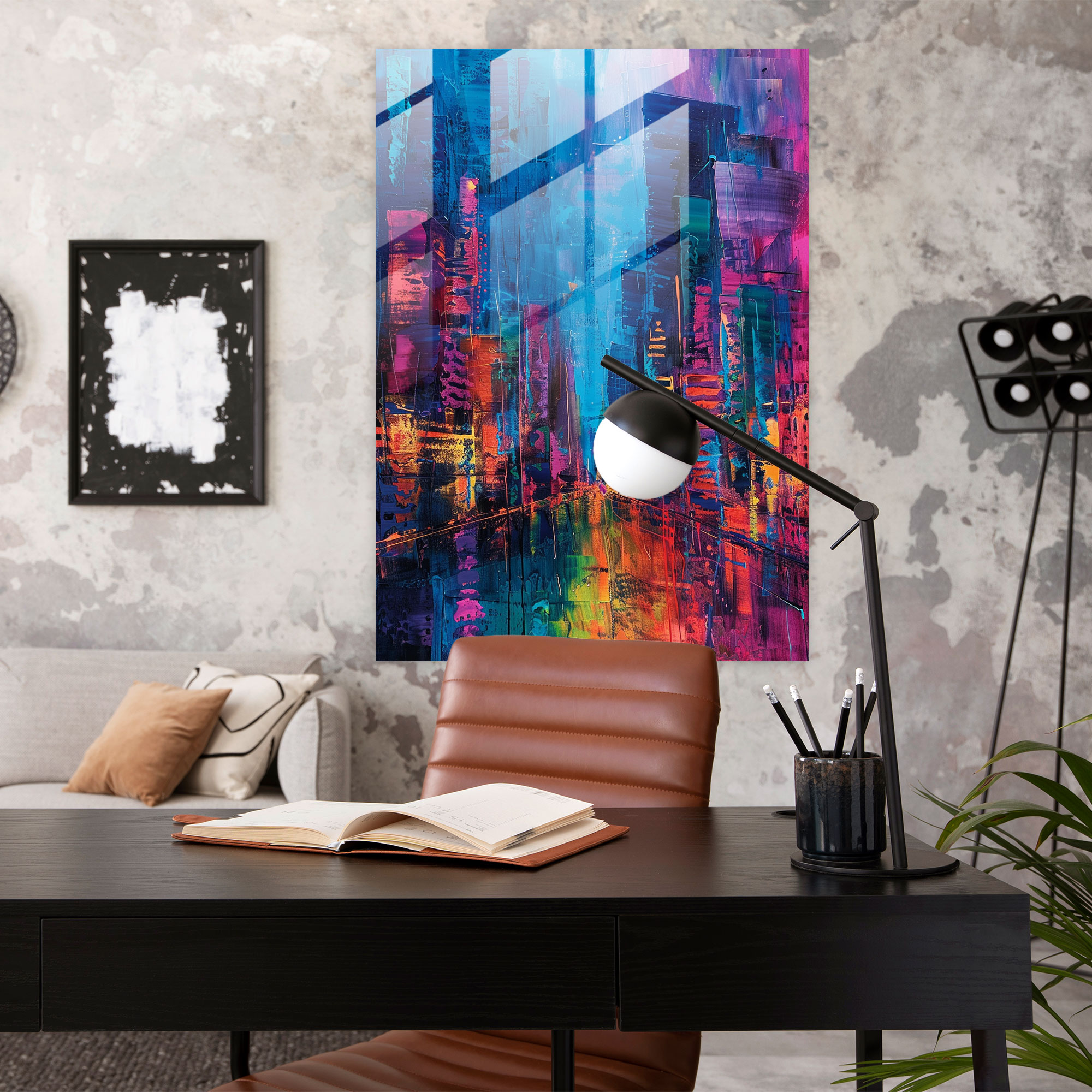 Expressionism Glass Wall Art - Abstract Cityscape - Expressionism, Expressionism Art Style, Modern Art, Glass Wall Art