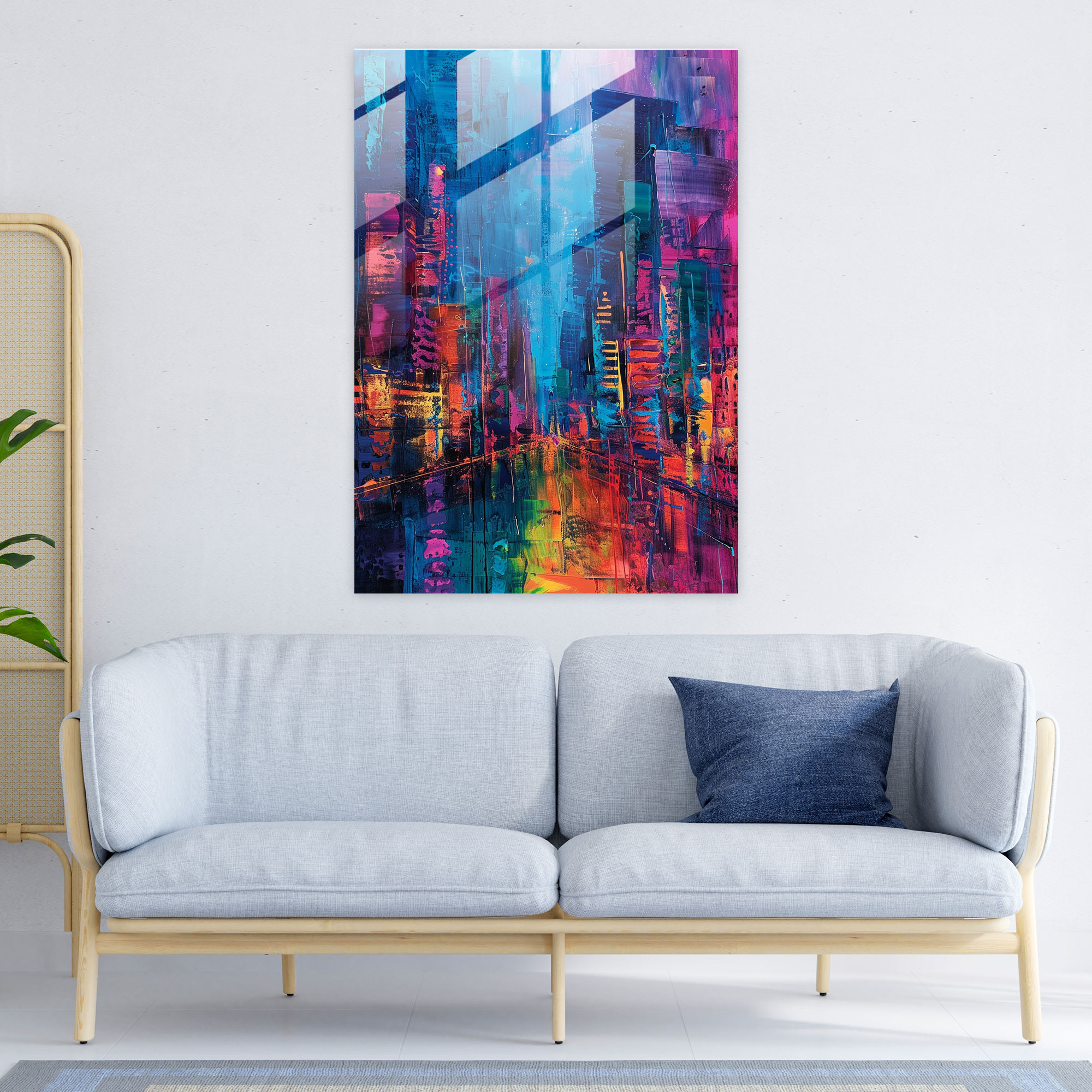 Expressionism Glass Wall Art - Abstract Cityscape - Expressionism, Expressionism Art Style, Modern Art, Glass Wall Art