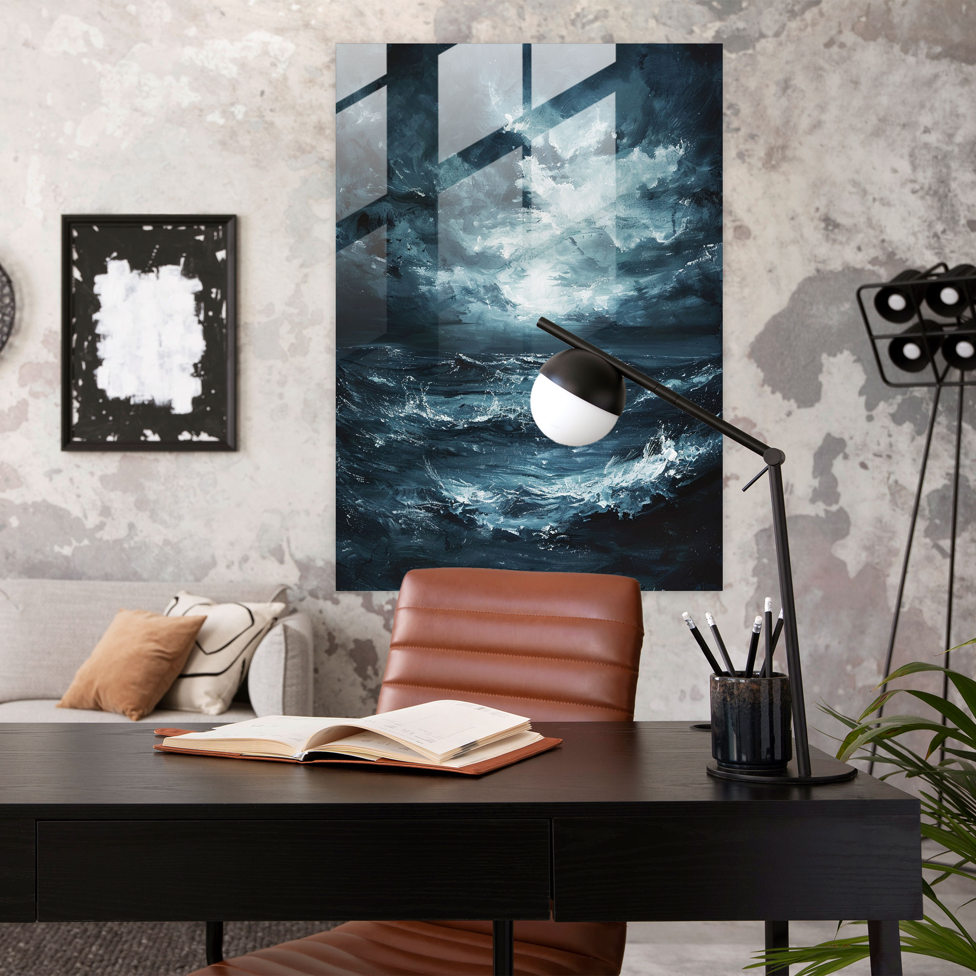 Expressionism Glass Wall Art - Stormy Seascape - Expressionism, Home Decoration, Glass Art, Modern Art