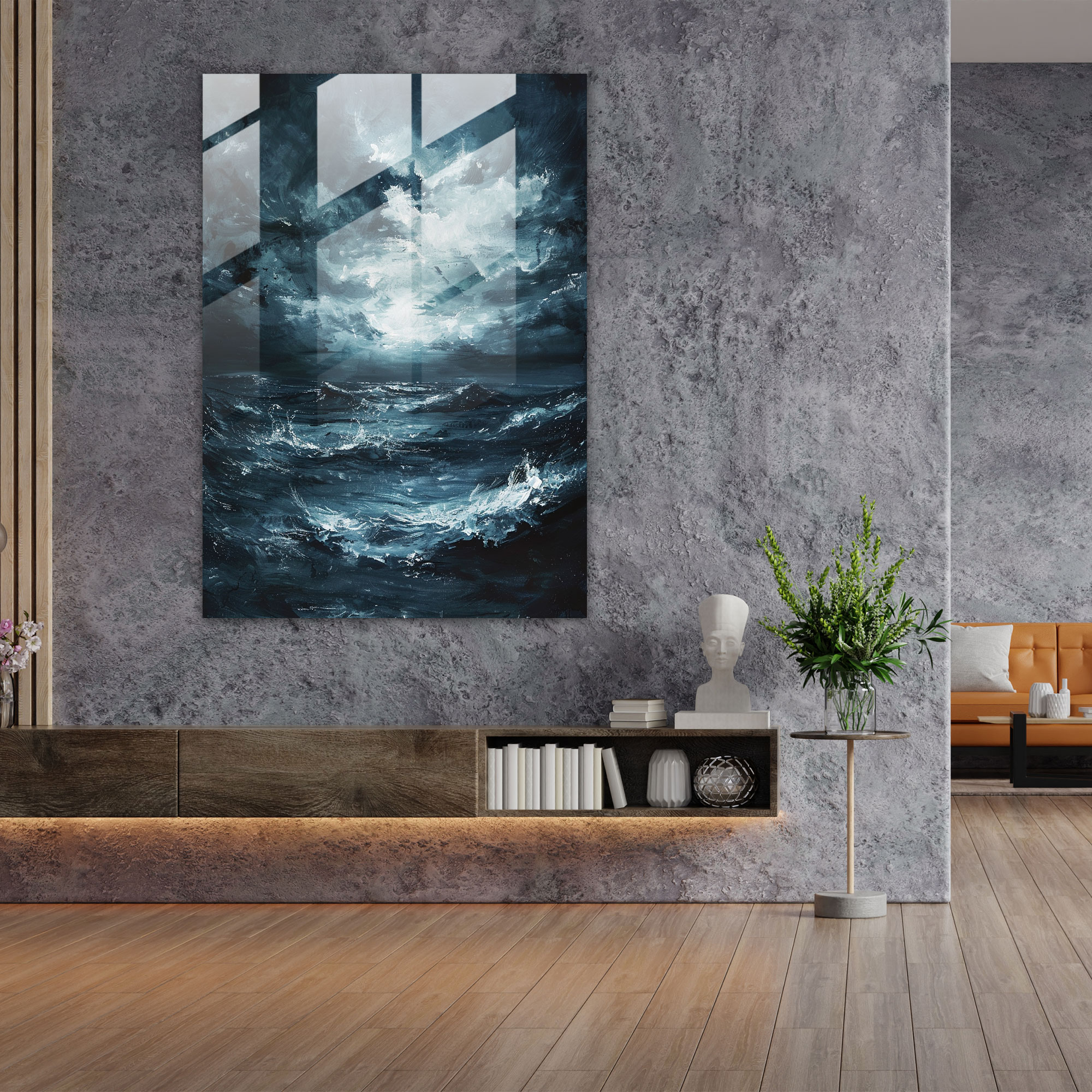 Expressionism Glass Wall Art - Stormy Seascape - Expressionism, Home Decoration, Glass Art, Modern Art