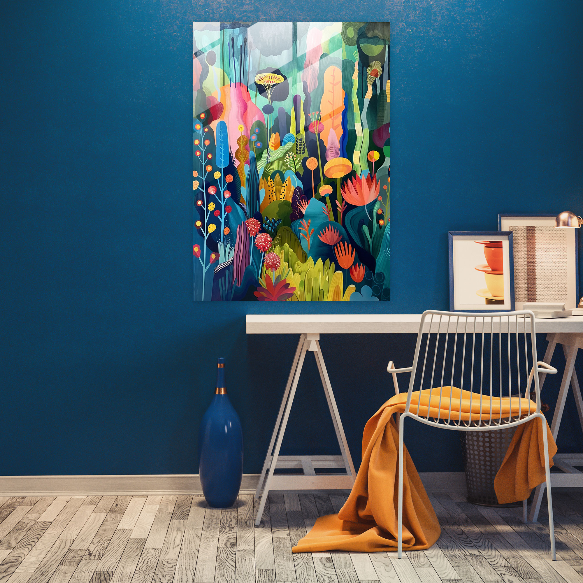 Expressionism Glass Print - Whimsical Garden - Expressionism, Glass Art, Home Decoration, Glass Print