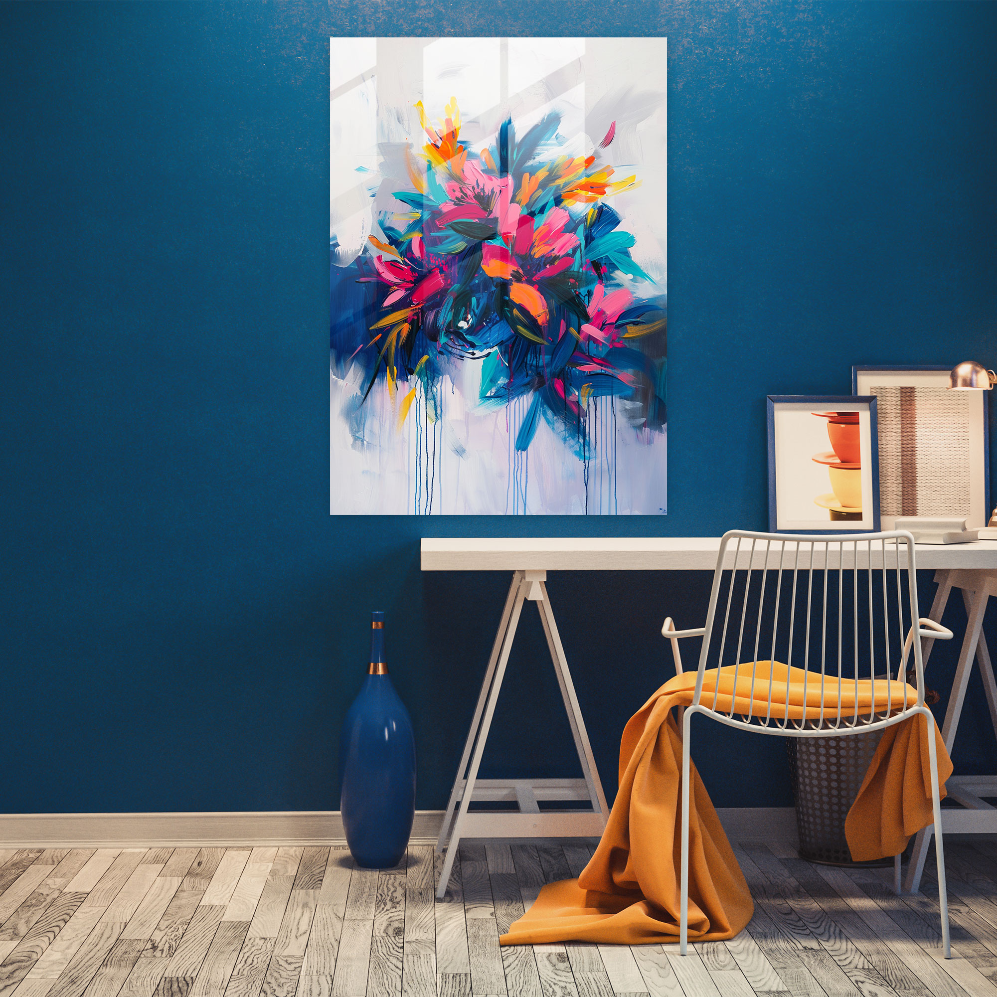 Expressionism Glass Wall Art - Vibrant Floral - Expressionism, Wall Decoration, Modern Art, Expressionism Art Style