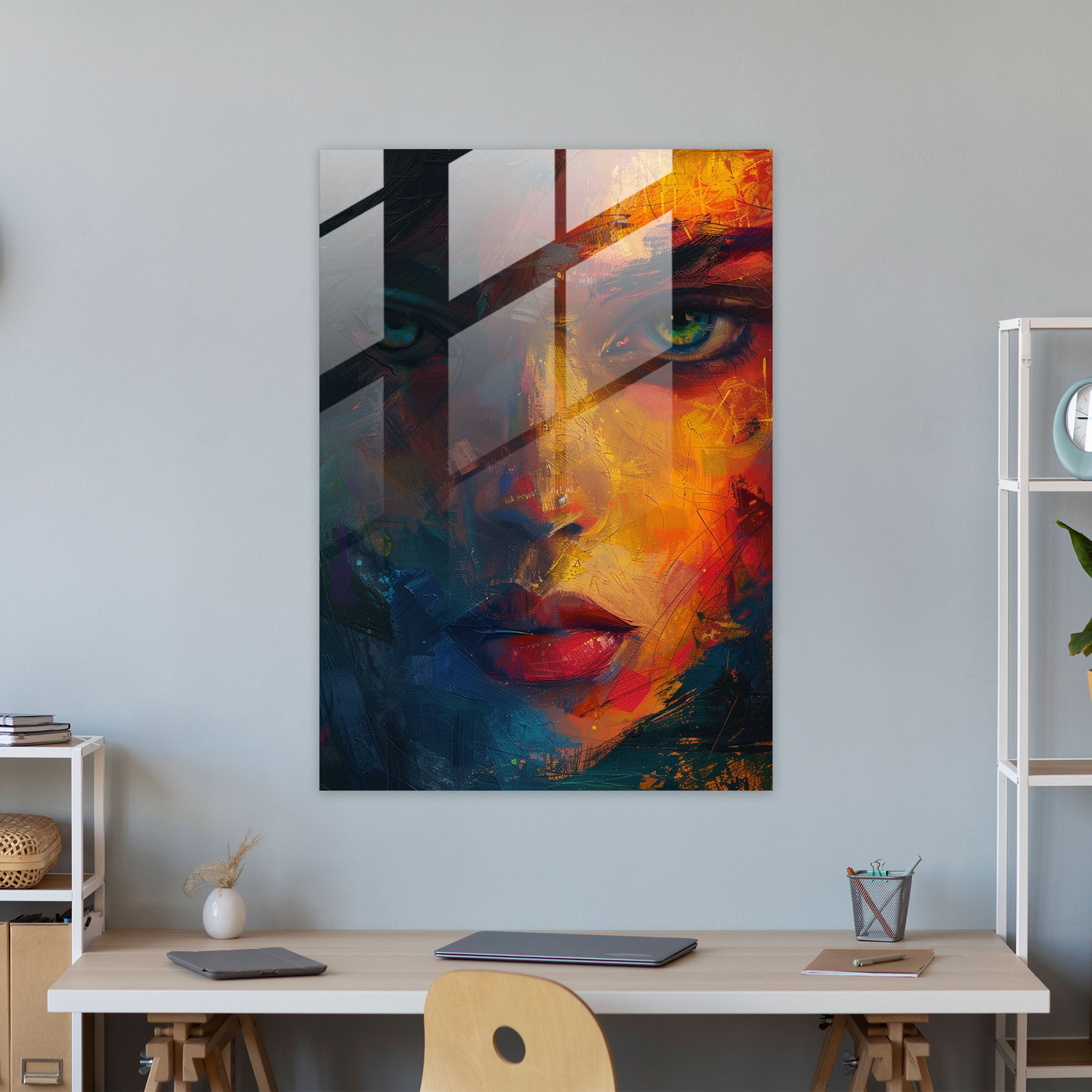 Expressionism Glass Print - Captivating Portrait - Expressionism, Wall Decoration, Modern Art, Glass Art