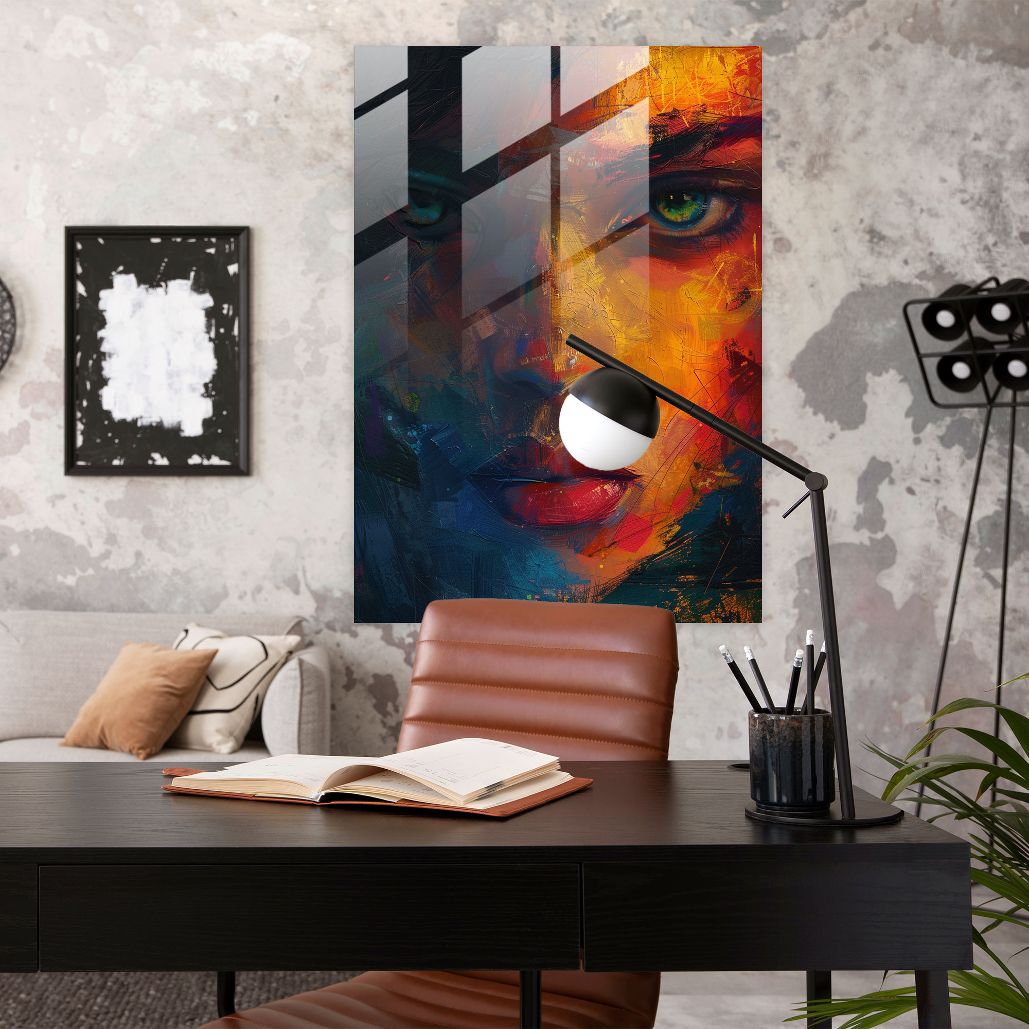 Expressionism Glass Print - Captivating Portrait - Expressionism, Wall Decoration, Modern Art, Glass Art