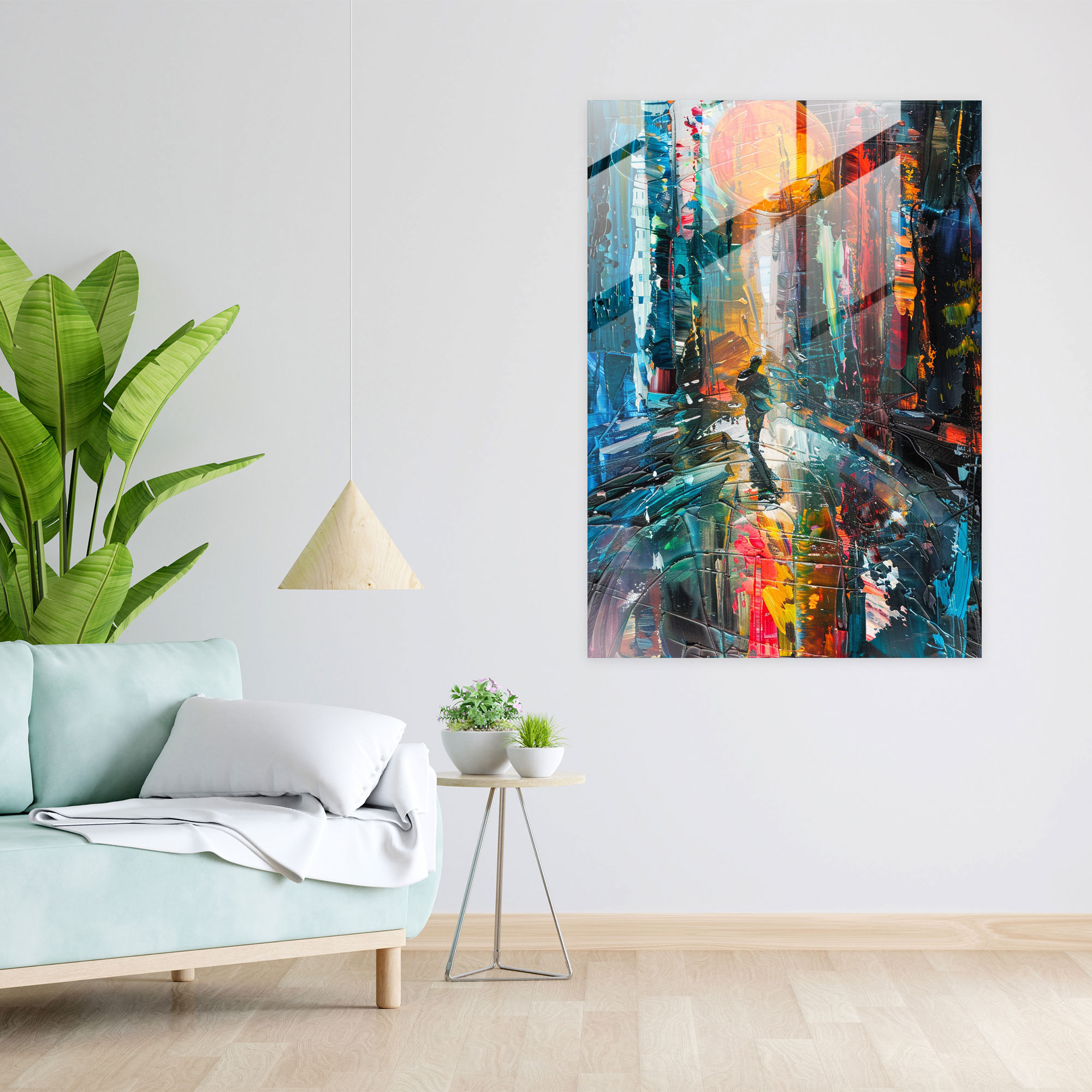Expressionism Glass Art - Energetic Cityscape Figure - Expressionism, Glass Print, Expressionism Art Style, Modern Art