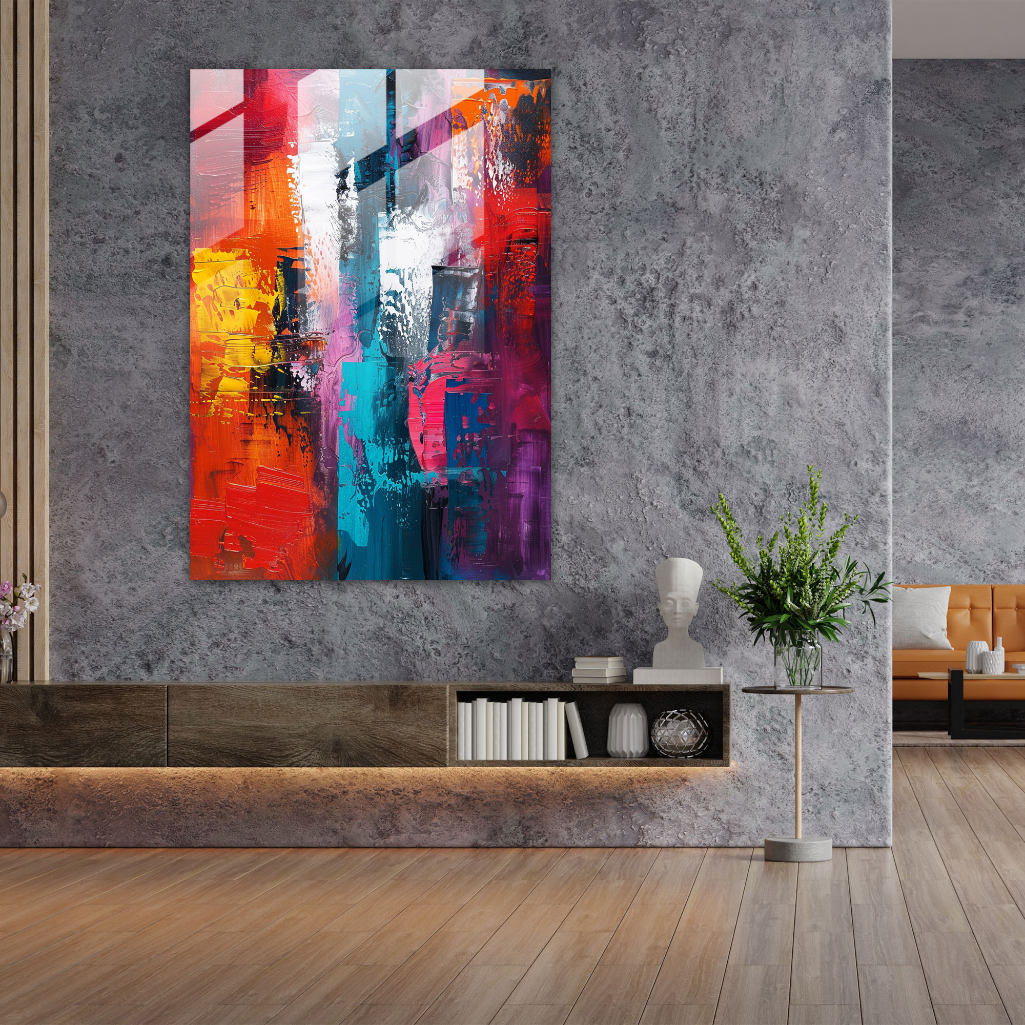 Expressionism Modern Art - Vibrant Abstract Scene - Expressionism, Wall Decoration, Glass Print, Home Decoration