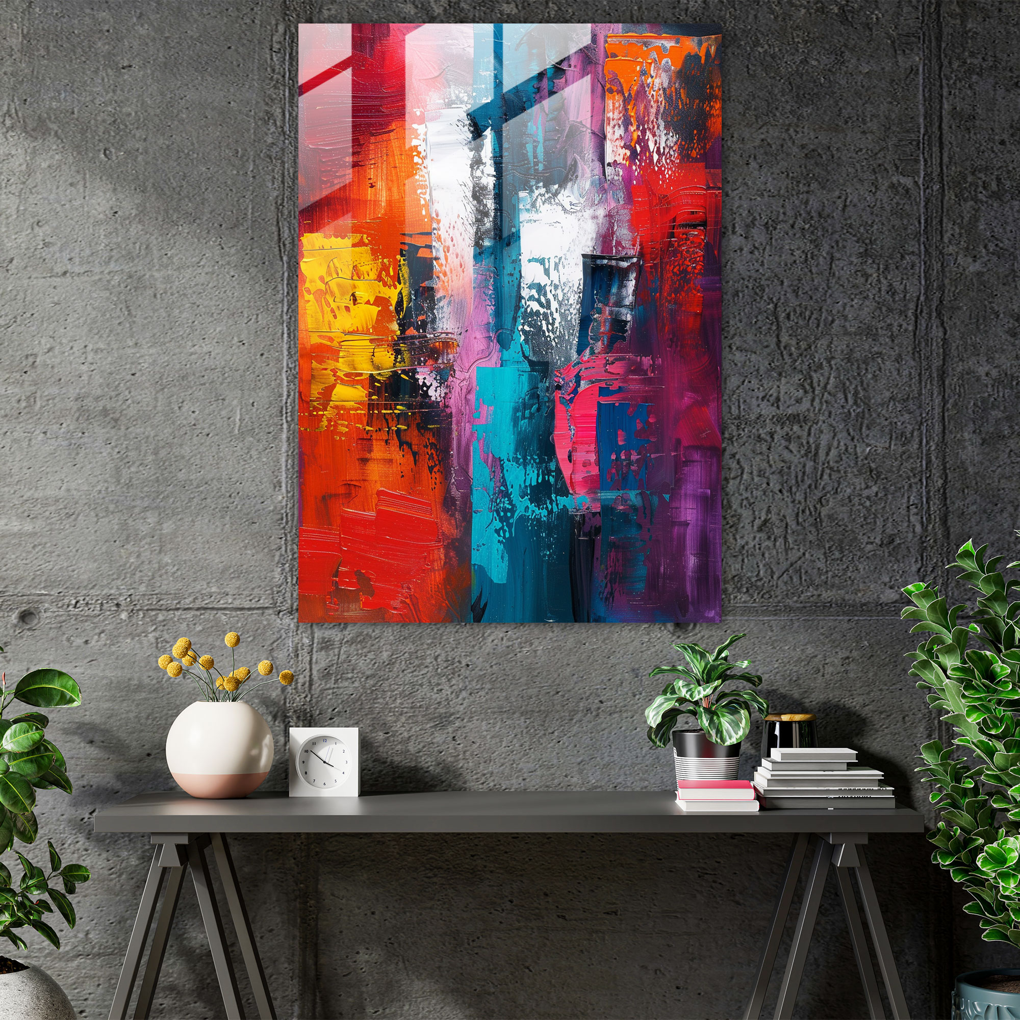 Expressionism Modern Art - Vibrant Abstract Scene - Expressionism, Wall Decoration, Glass Print, Home Decoration