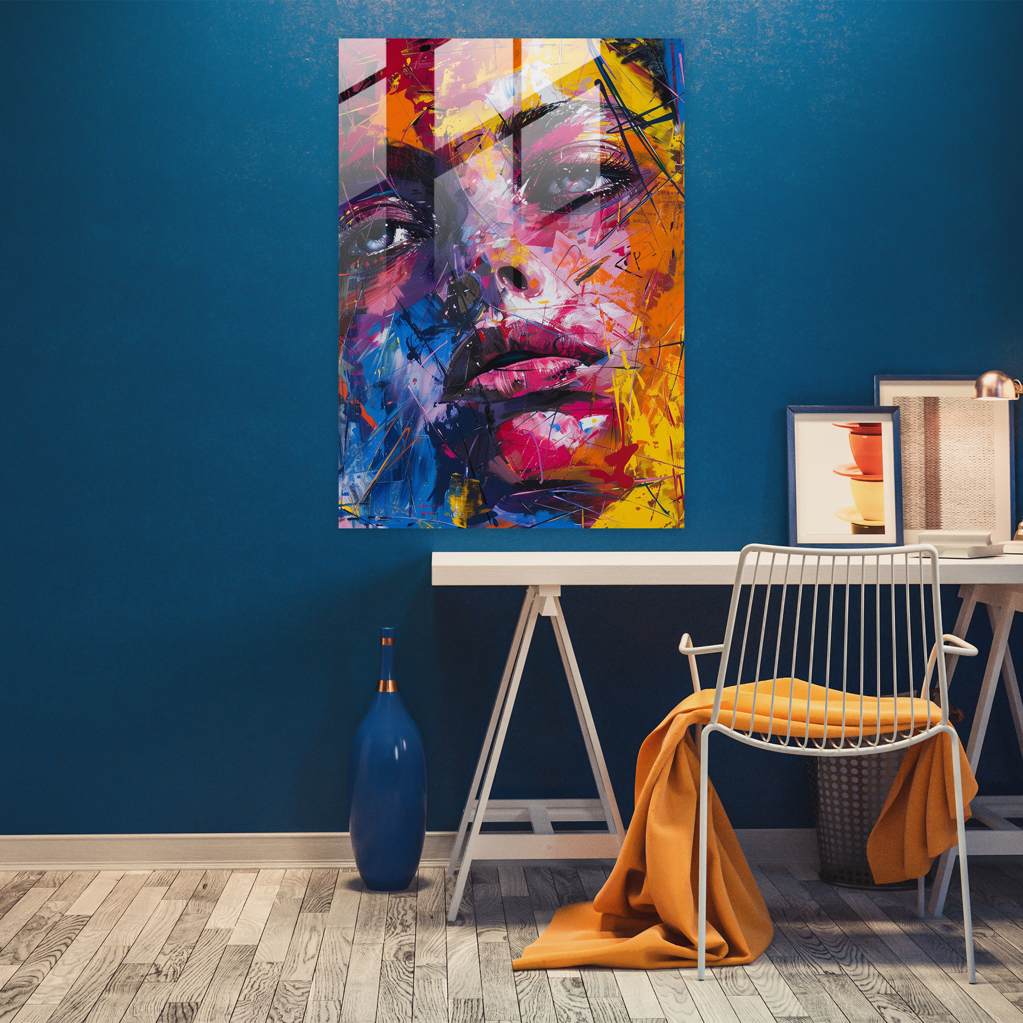 Expressionism Glass Wall Art - Expressive Portrait - Expressionism, Expressionism Art Style, Home Decoration, Glass Wall Art