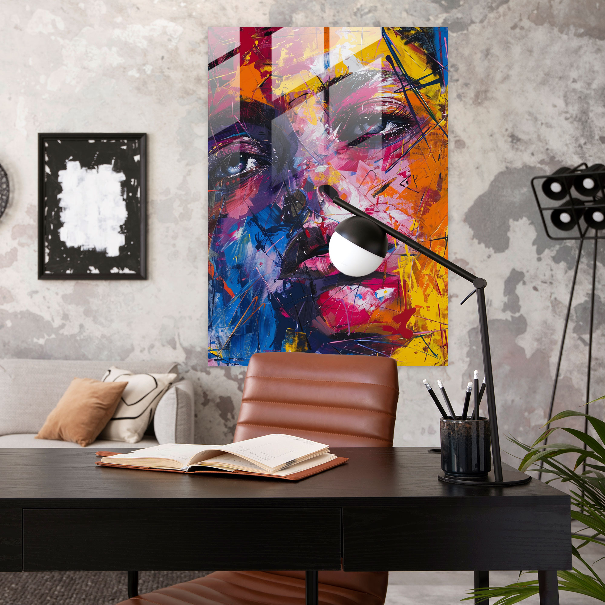 Expressionism Glass Wall Art - Expressive Portrait - Expressionism, Expressionism Art Style, Home Decoration, Glass Wall Art
