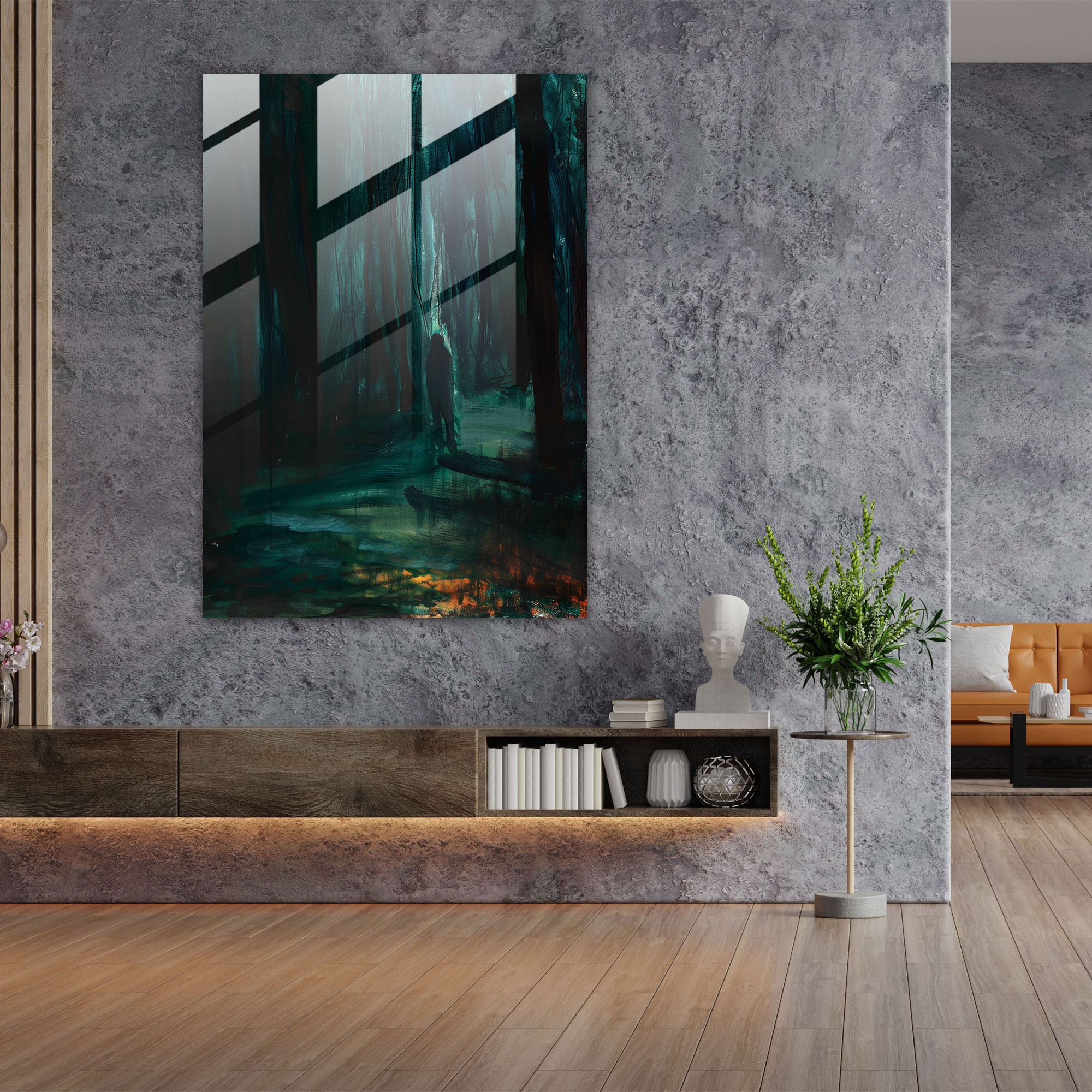 Melancholy Forest Glass Print - Expressionism, Home Decoration, Wall Decoration, Modern Art