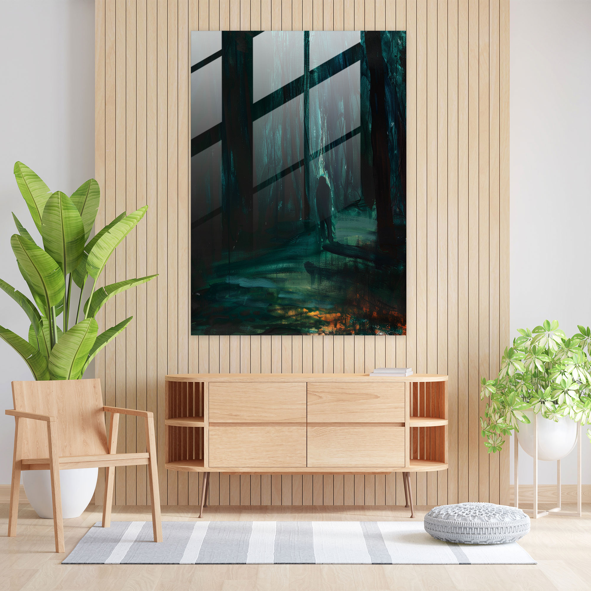 Melancholy Forest Glass Print - Expressionism, Home Decoration, Wall Decoration, Modern Art