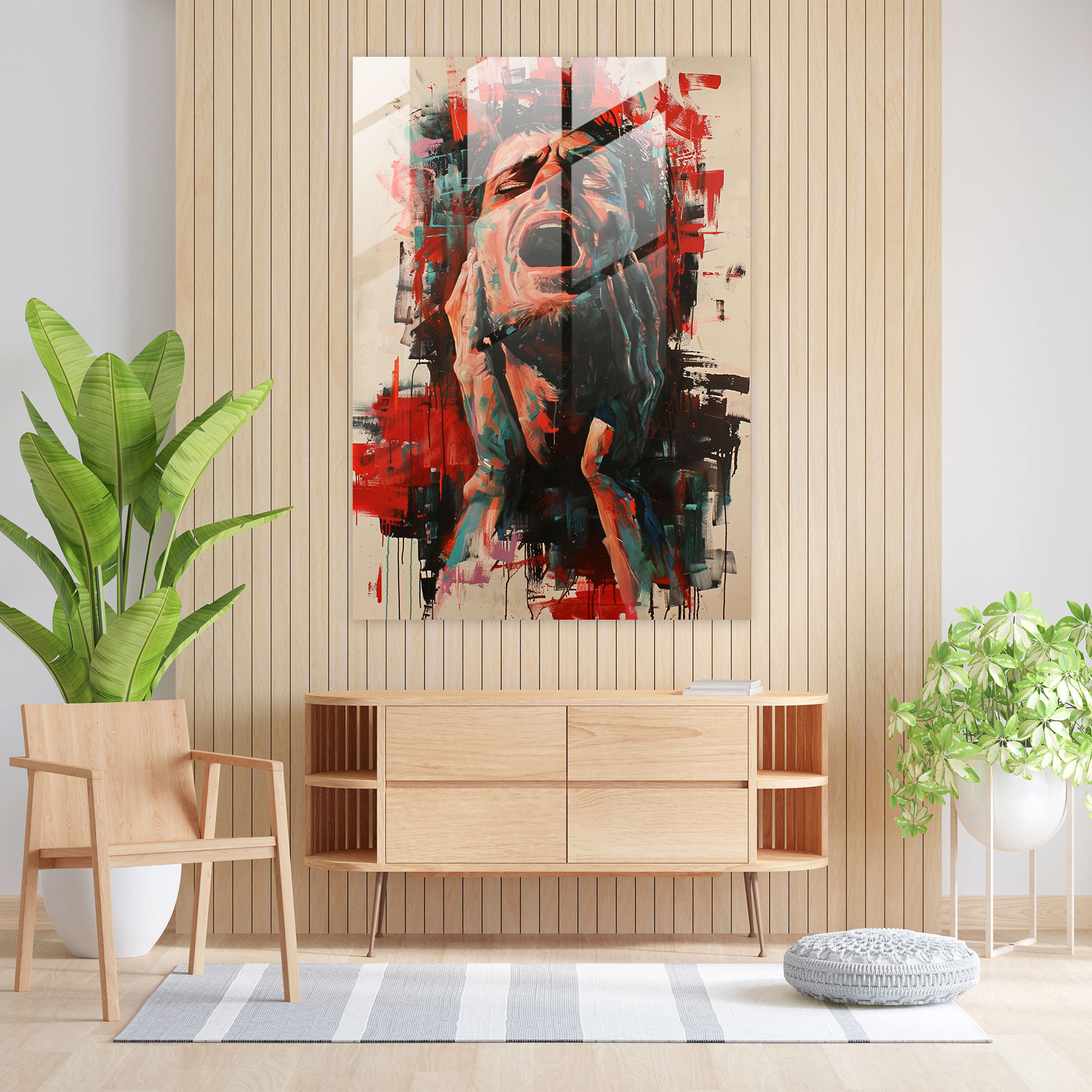 Raw Emotions Glass Wall Art - Expressionism, Modern Art, Colorful Art, Expressionism Art Style
