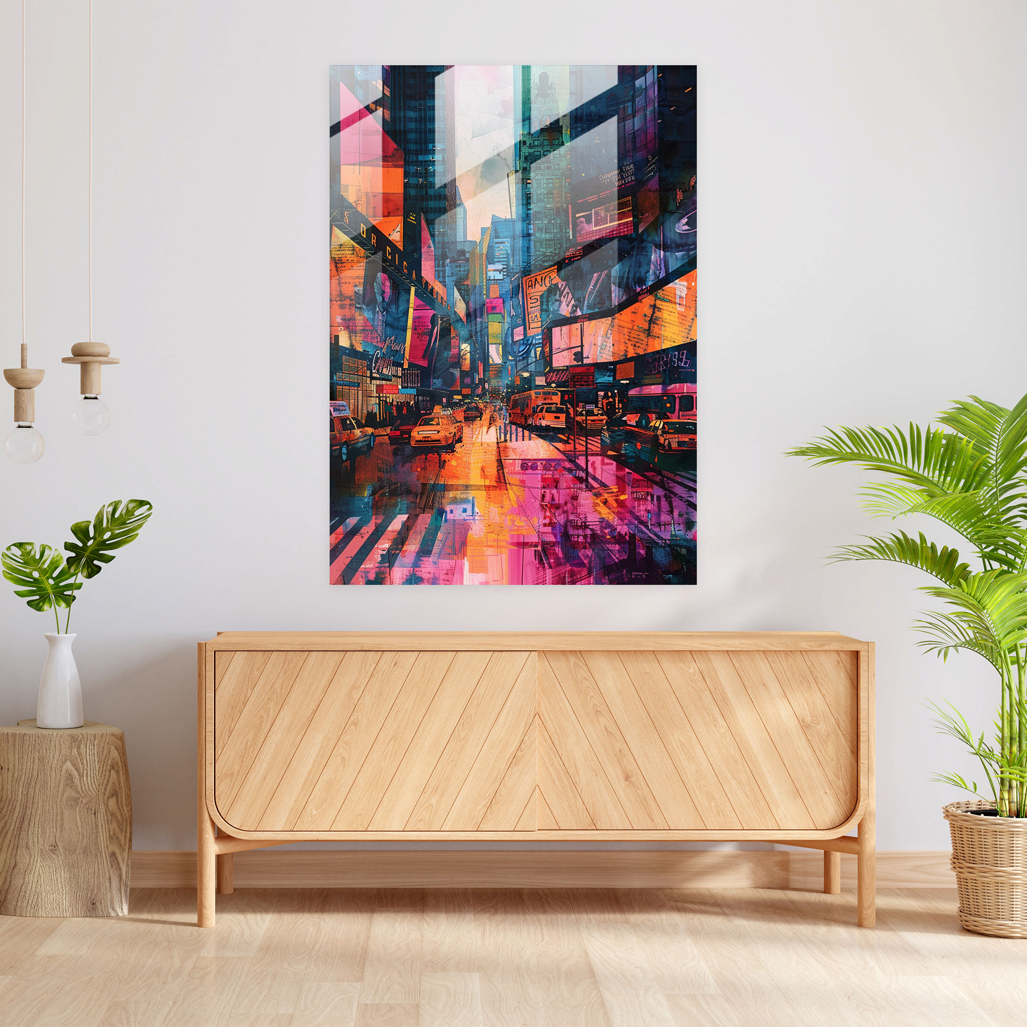 Vibrant Cityscape Expressionism Glass Wall Art - Expressionism, Glass Art, Wall Decoration, Modern Art