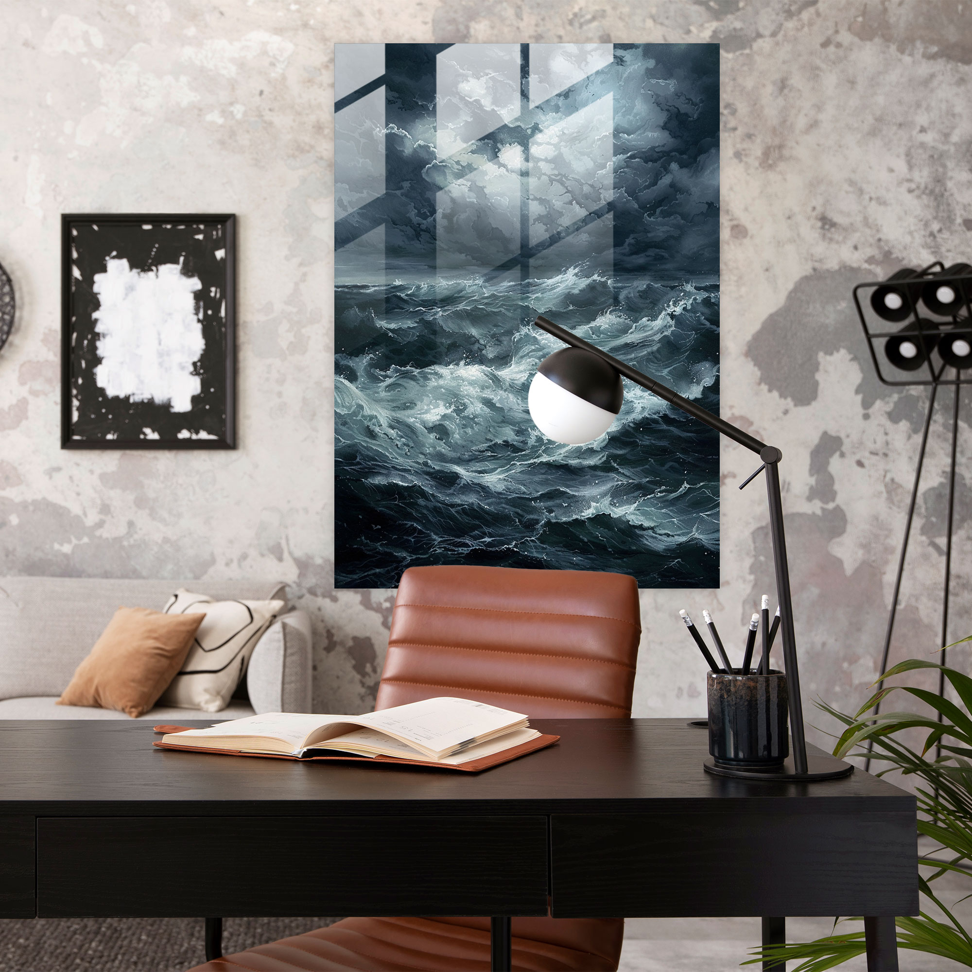 Expressionism Art Style Glass Print - Stormy Seascape Glass Wall Art - Expressionism, Glass Wall Art, Modern Art, Glass Print
