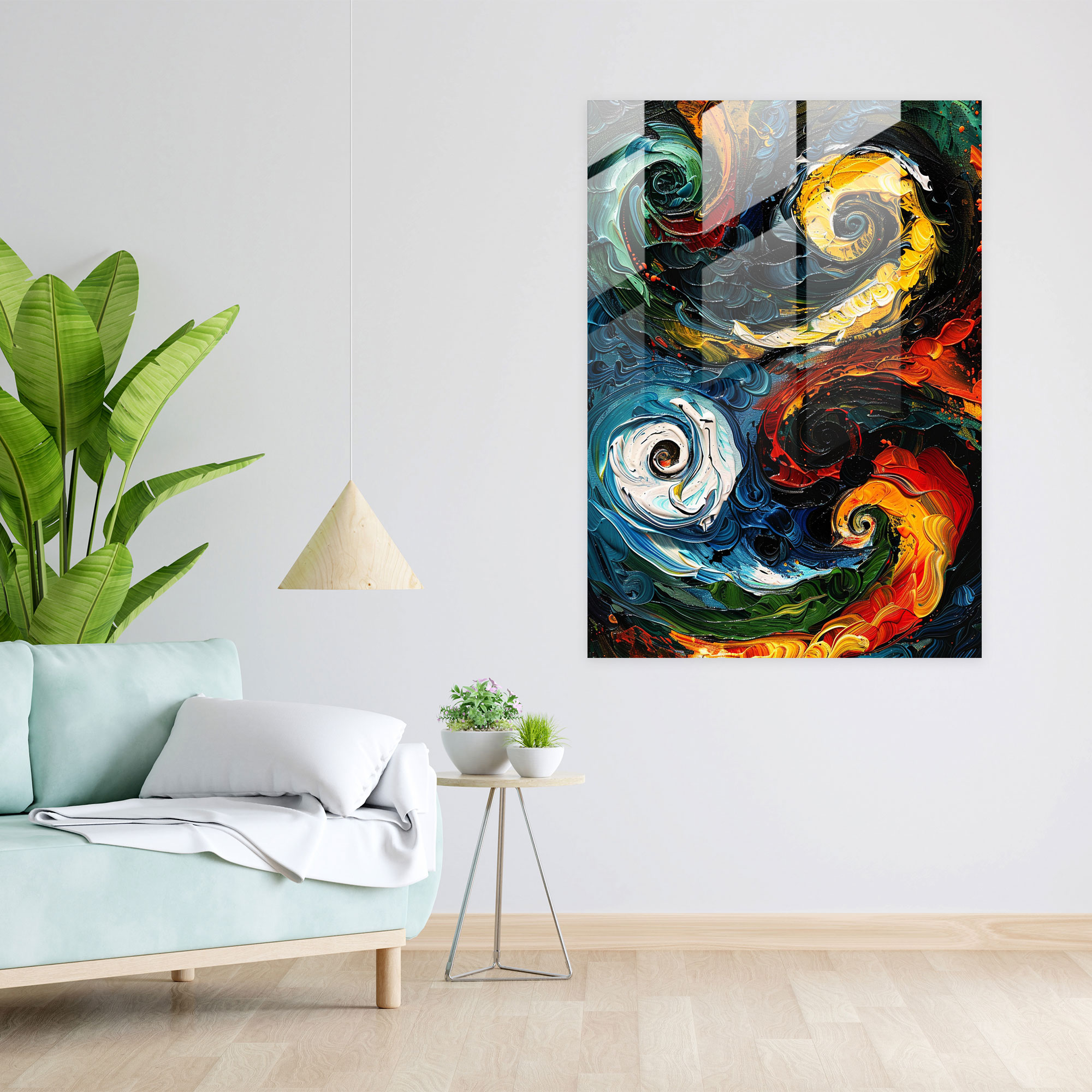 Expressionism Art Style Glass Print - Chaotic Abstract Swirls Glass Wall Art - Expressionism, Abstract Art, Home Decoration, Swirls