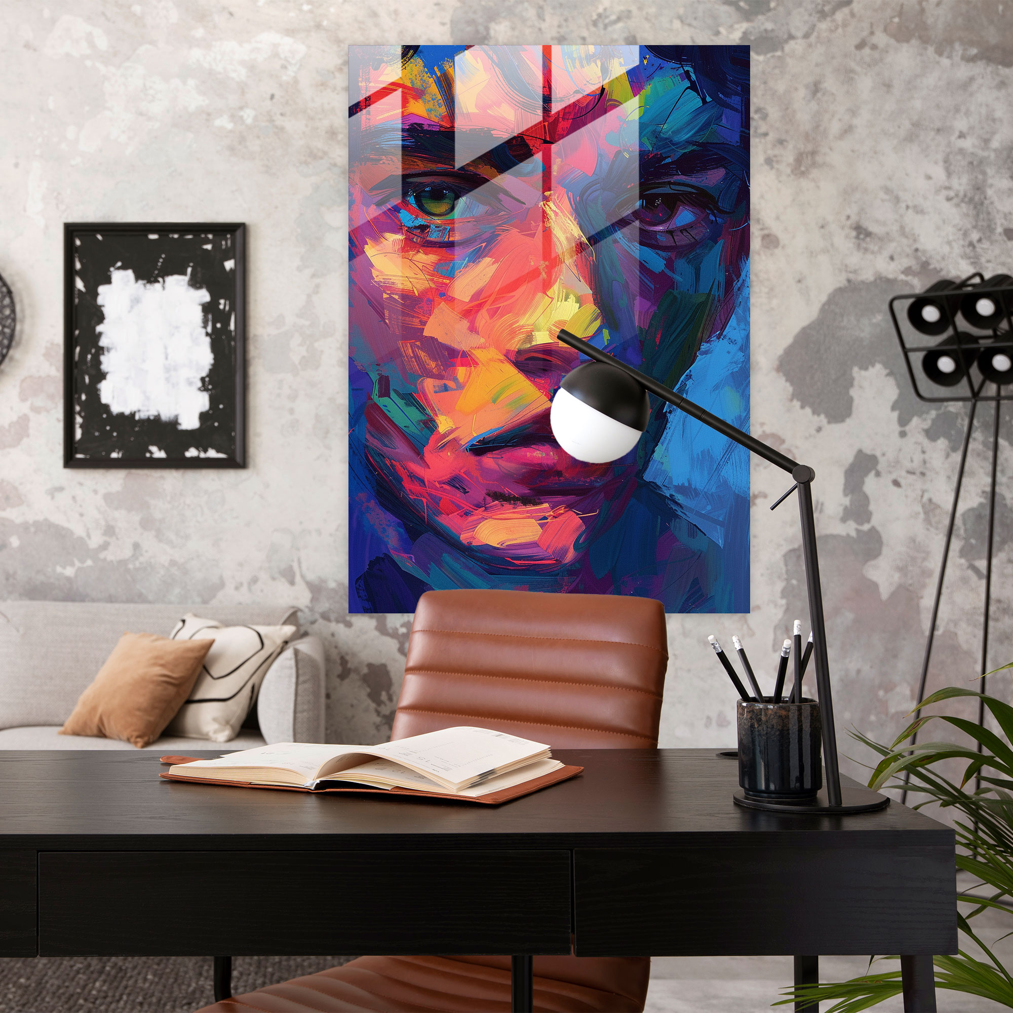 Expressionism Art Style Glass Print - Intense Portrait Glass Wall Art - Expressionism, Bold Colors, Glass Wall Art, Glass Print