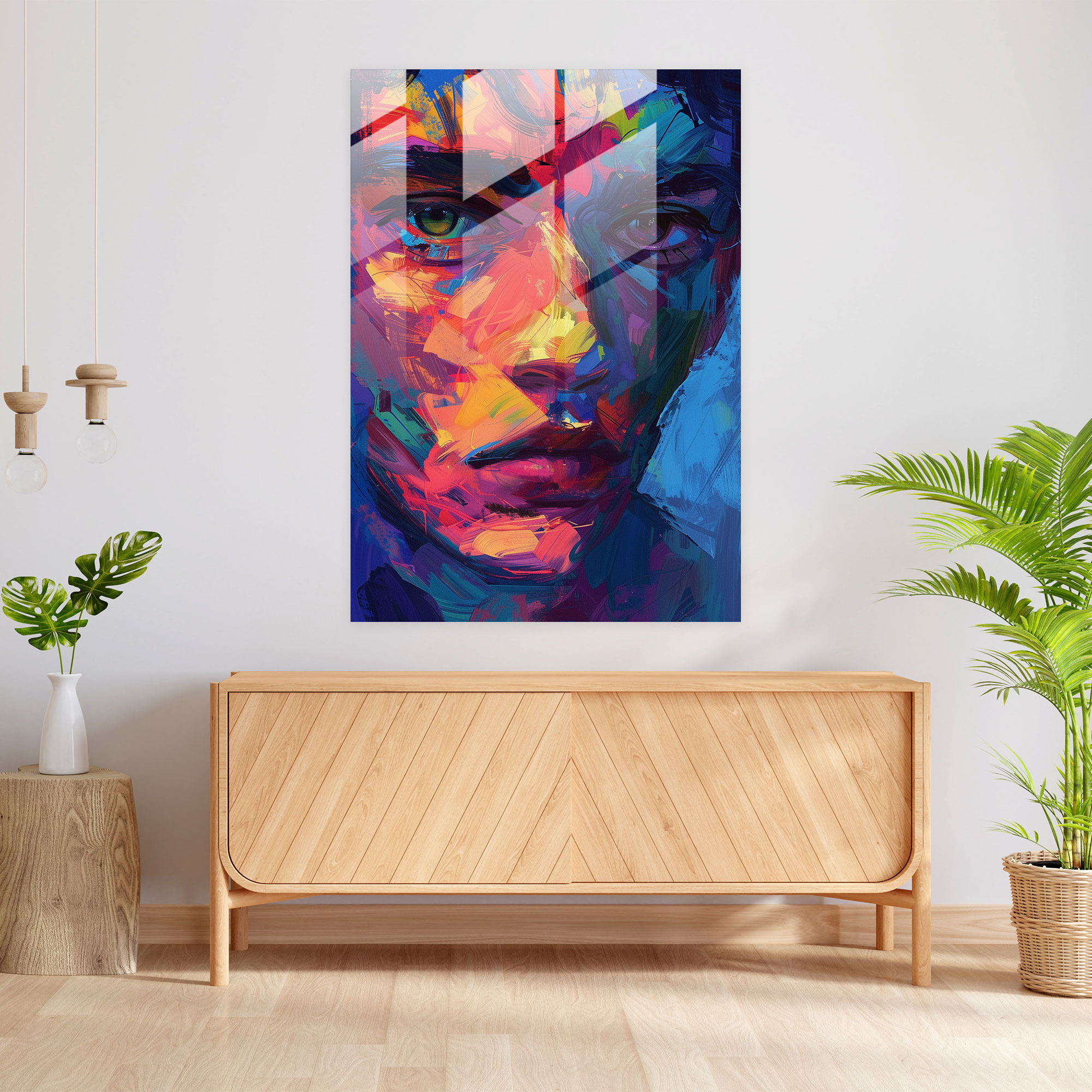 Expressionism Art Style Glass Print - Intense Portrait Glass Wall Art - Expressionism, Bold Colors, Glass Wall Art, Glass Print