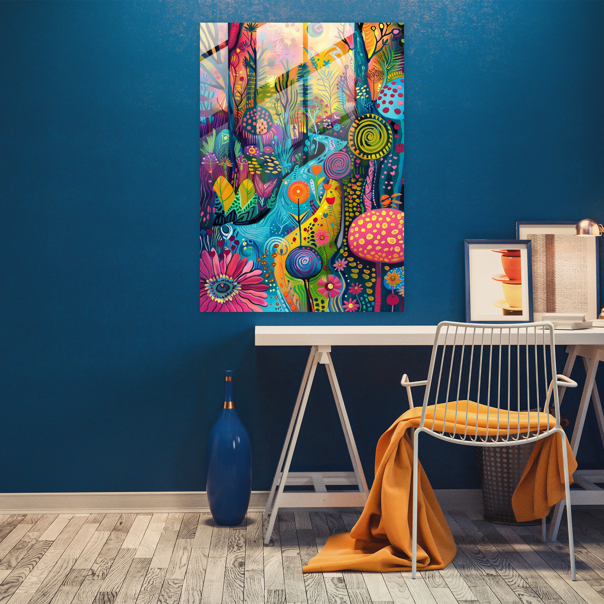Expressionism Art Style Glass Print - Whimsical Nature Scene Glass Wall Art - Expressionism, Vivid Colors, Glass Wall Art, Expressionism Art Style