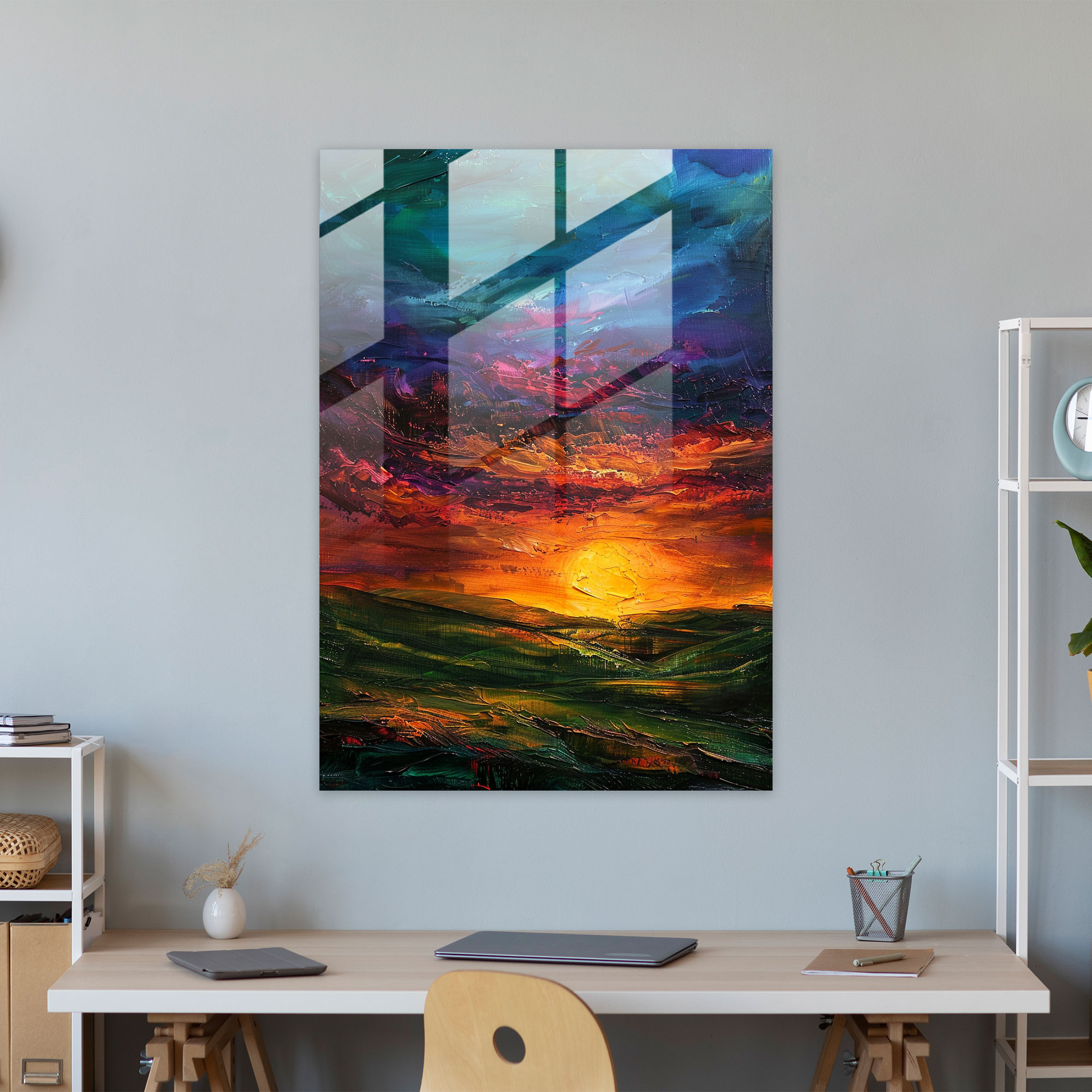 Expressionism Art Style Glass Print - Dramatic Sunset Glass Wall Art - Expressionism, Modern Art, Glass Print, Sunset
