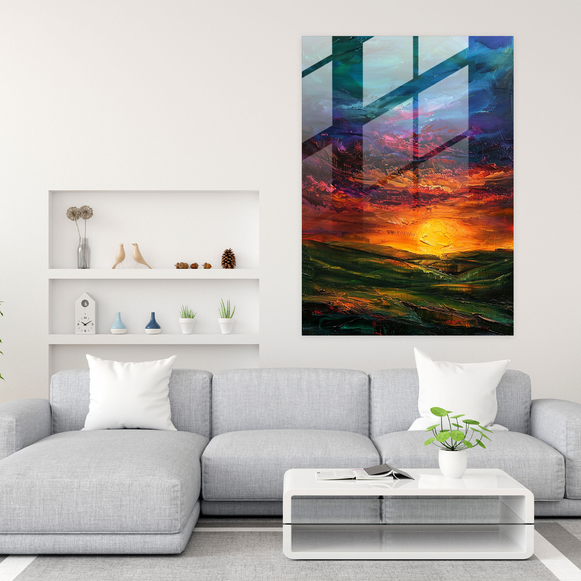 Expressionism Art Style Glass Print - Dramatic Sunset Glass Wall Art - Expressionism, Modern Art, Glass Print, Sunset