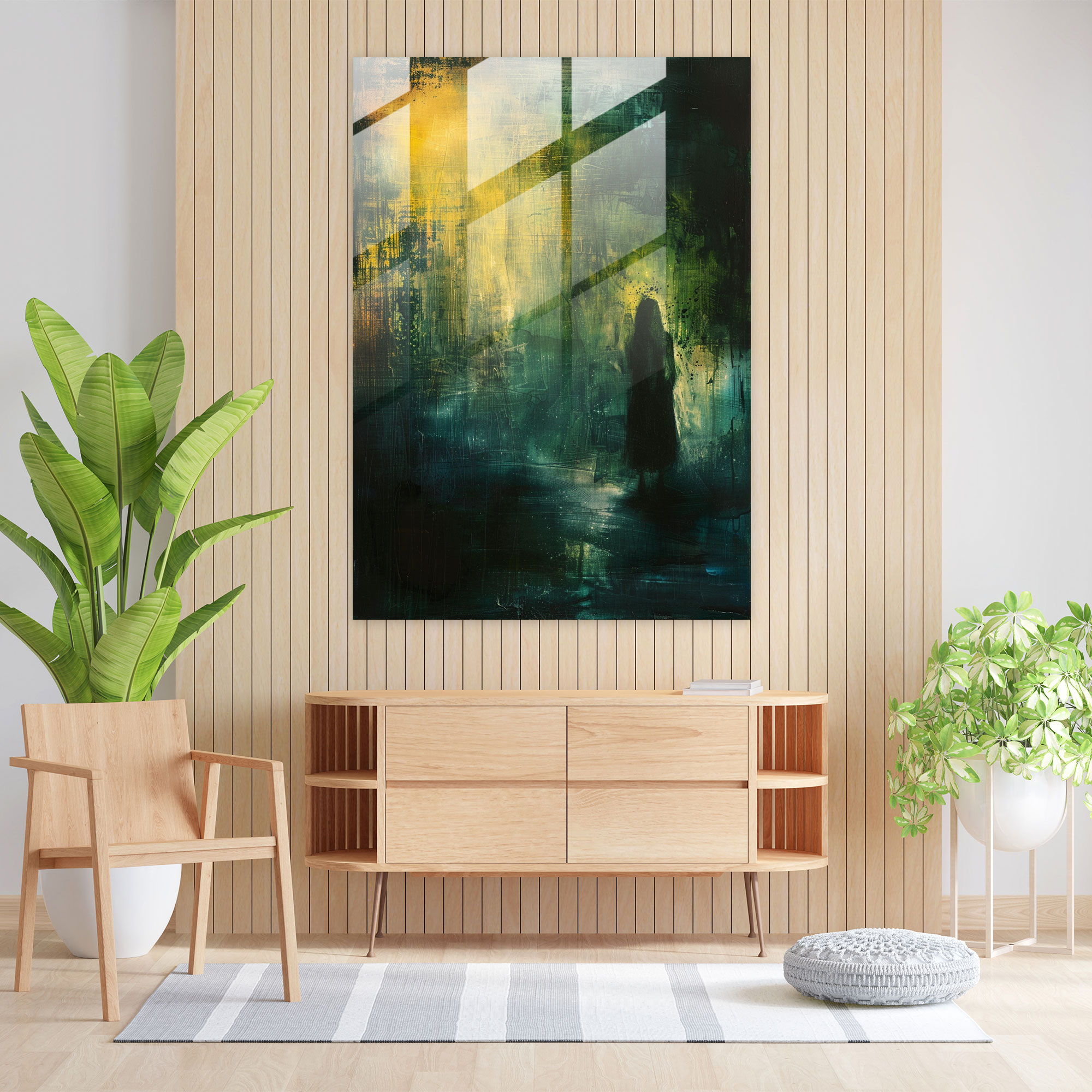 Expressionism Art Style Glass Print - Mysterious Figure Glass Wall Art - Expressionism, Dreamlike, Home Decoration, Expressionism Art Style