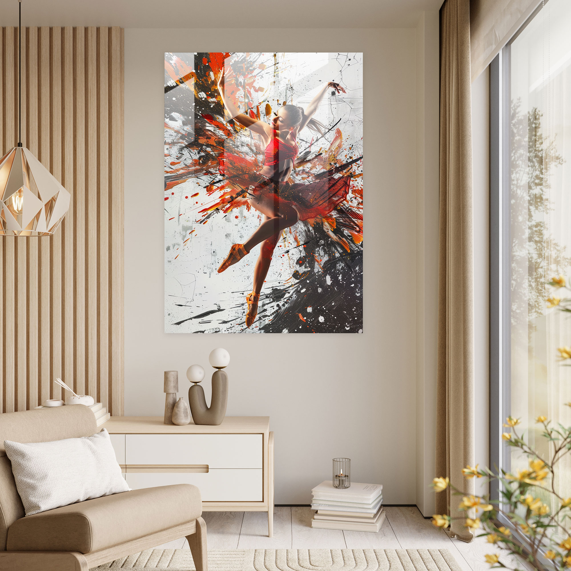 Expressionism Art Style Glass Print - Energetic Dance Performance Glass Wall Art - Expressionism, Glass Wall Art, Expressionism Art Style, Home Decoration