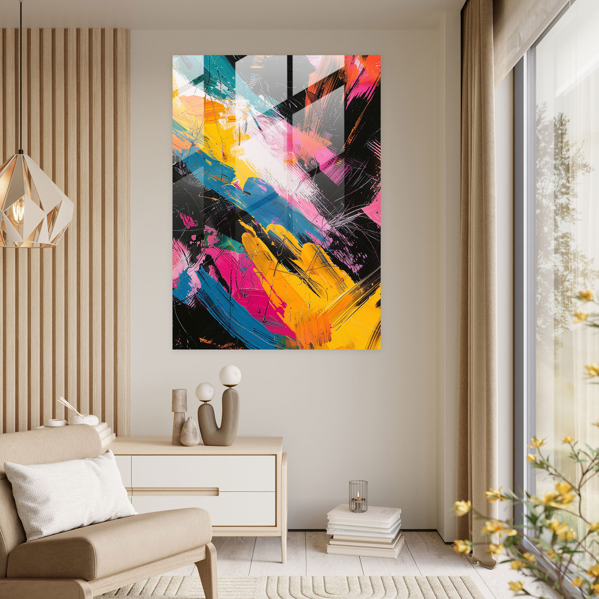 Expressionism Glass Print - Expressionism, Home Decoration, Modern Art, Wall Decoration