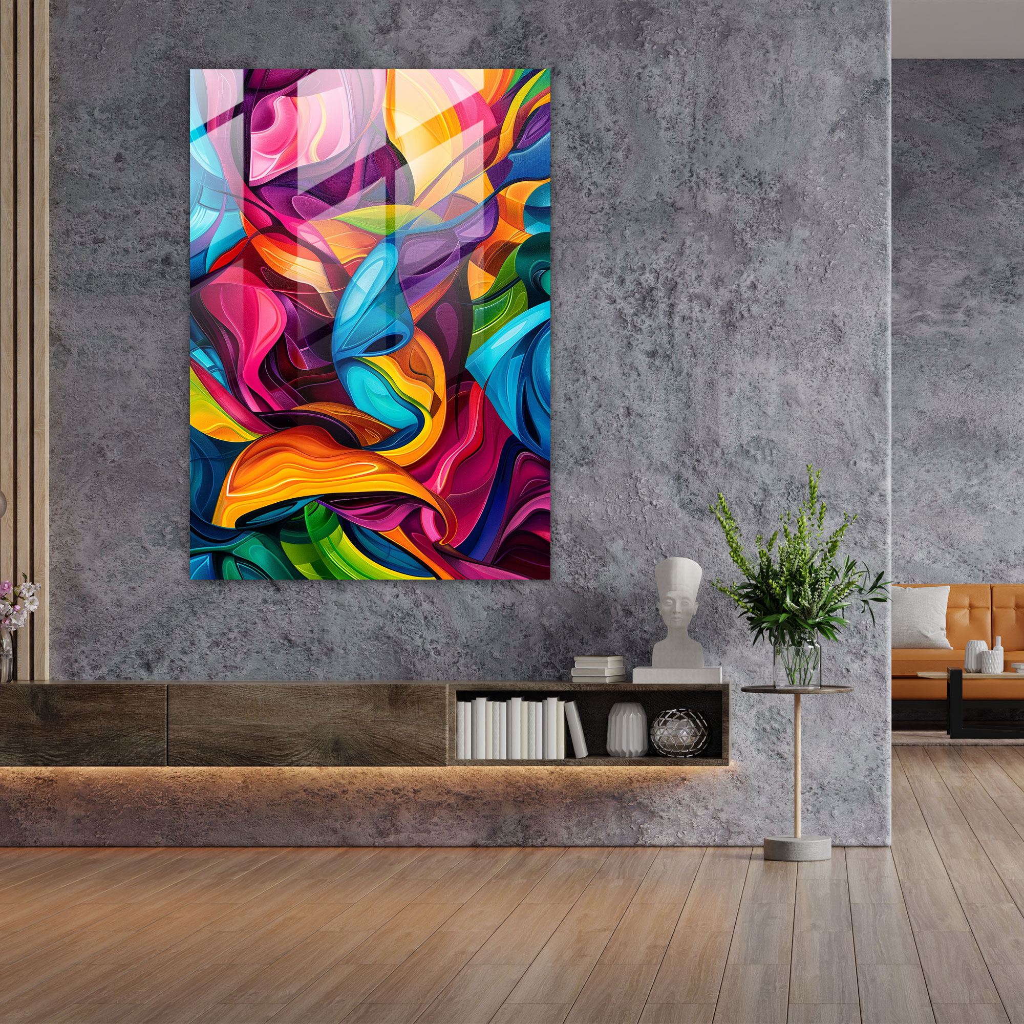 Vibrant Expressionism Glass Print - Expressionism, Expressionism Art Style, Abstract Shapes, Glass Print