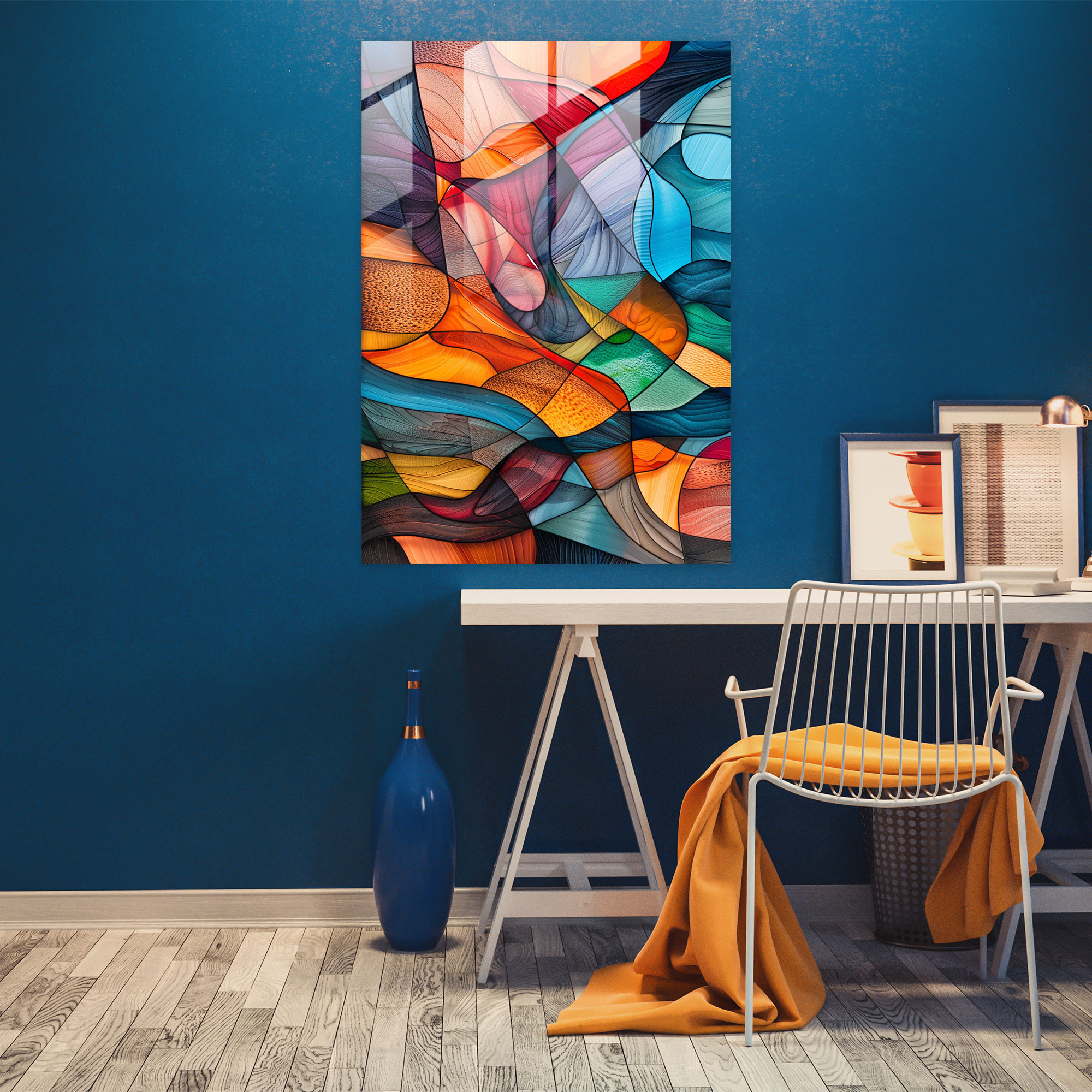 Distorted Expressionism Glass Wall Art - Expressionism, Glass Wall Art, Distorted Forms, Abstract Landscape
