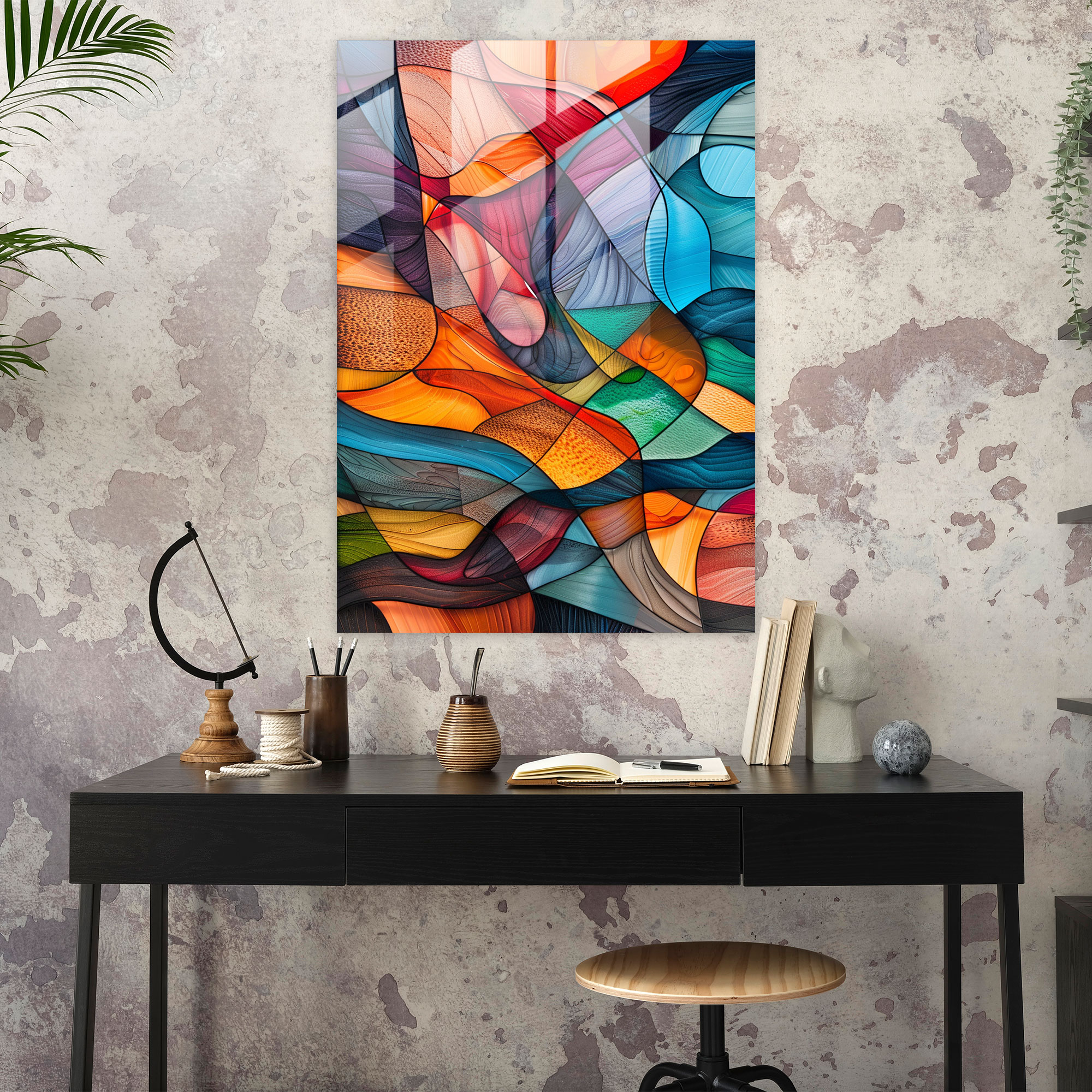 Distorted Expressionism Glass Wall Art - Expressionism, Glass Wall Art, Distorted Forms, Abstract Landscape
