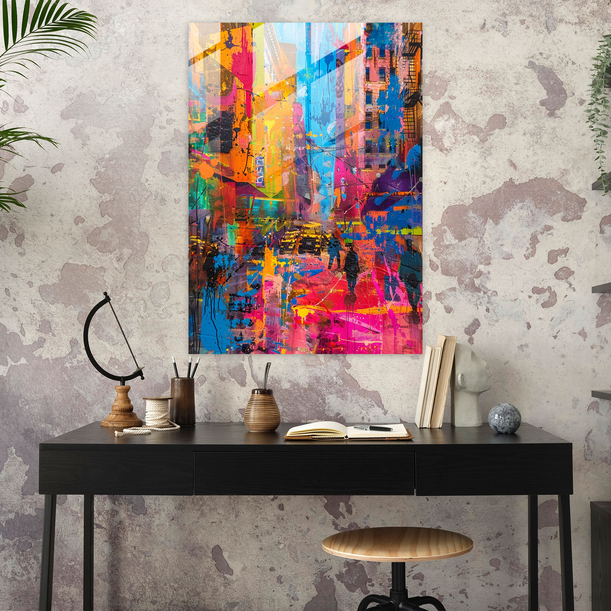 Vibrant Expressionism Modern Art - Expressionism, Modern Art, Urban Setting, Vibrant Patterns